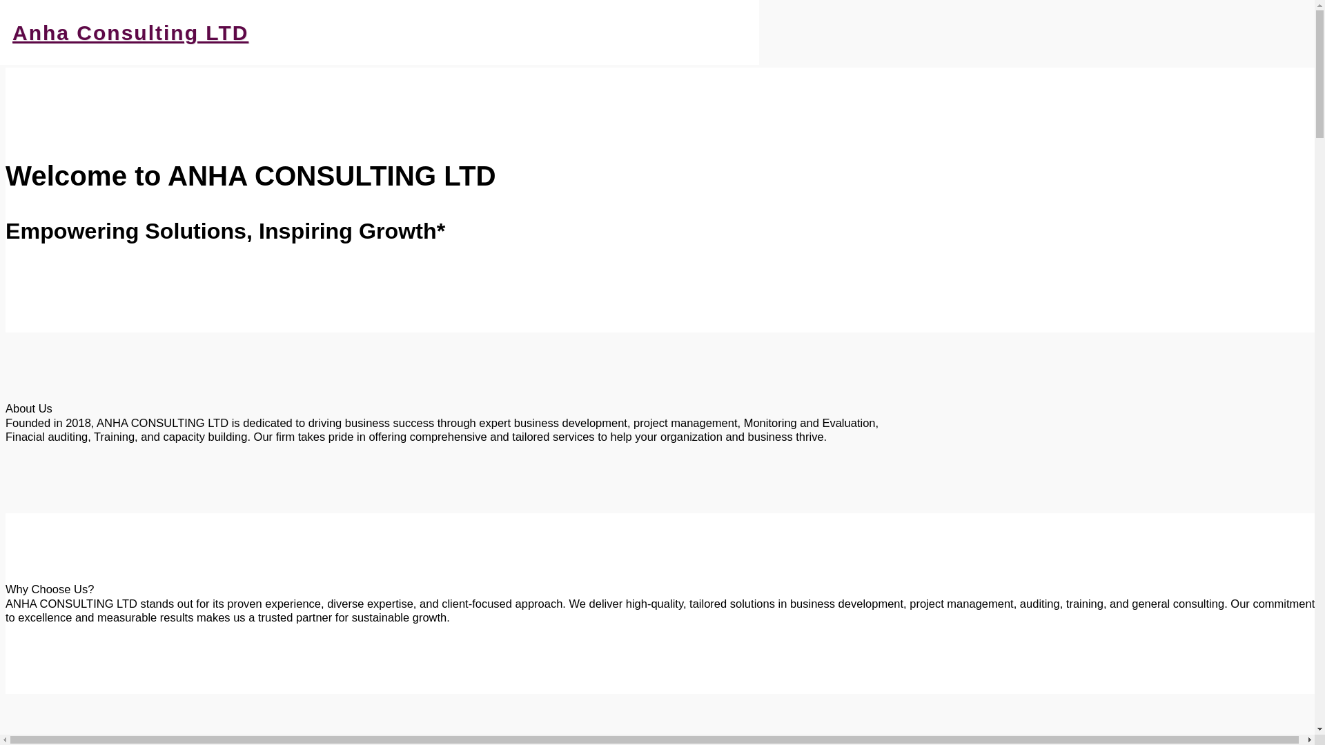 website screenshot of https://anhaconsultingltd.com/