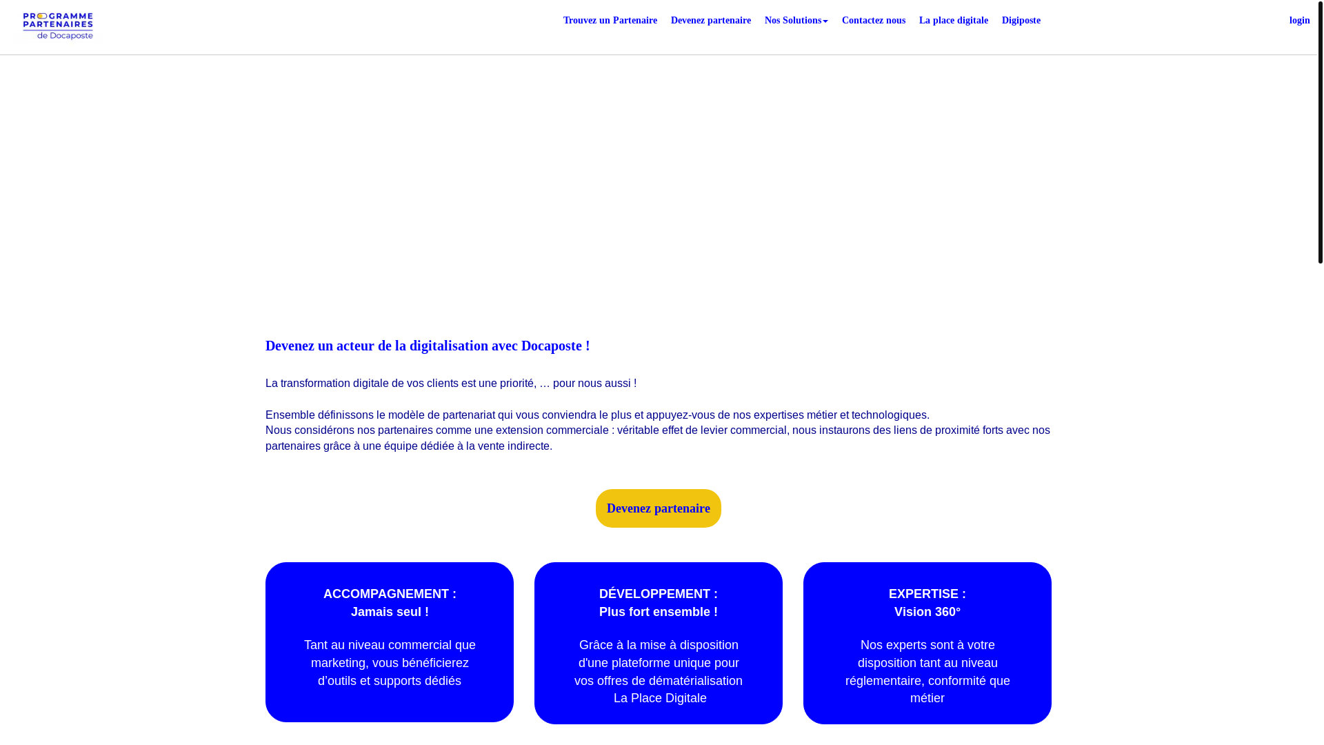 website screenshot of https://partenaires.docaposte.com/