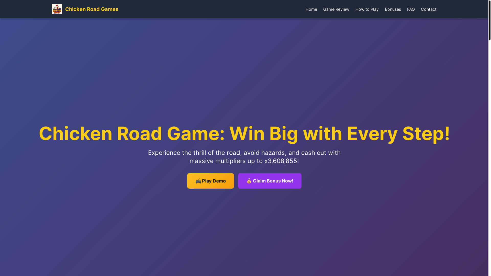 website screenshot of https://chickenroadgames.shop/