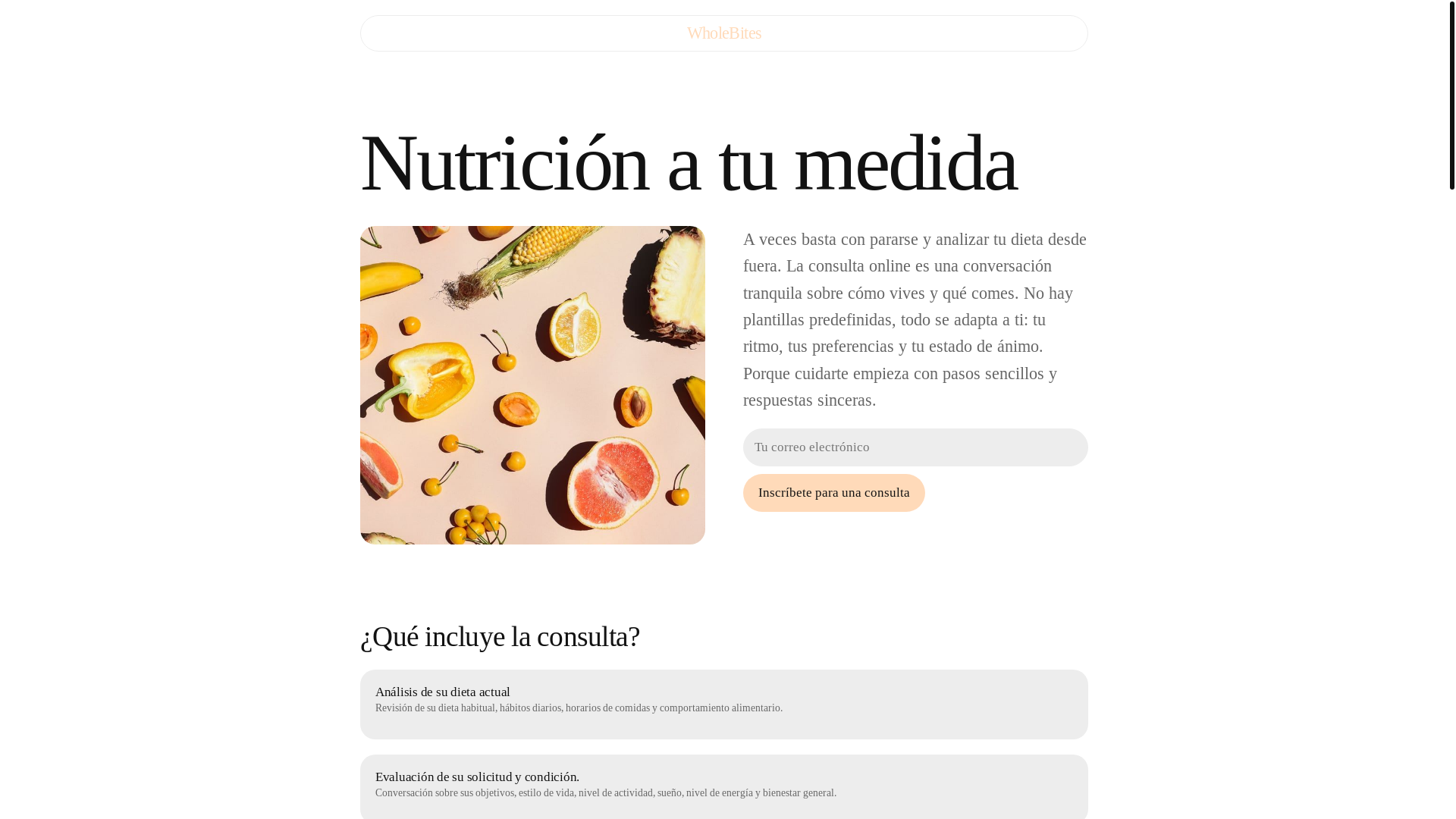 website screenshot of https://wholebiteswell.info/