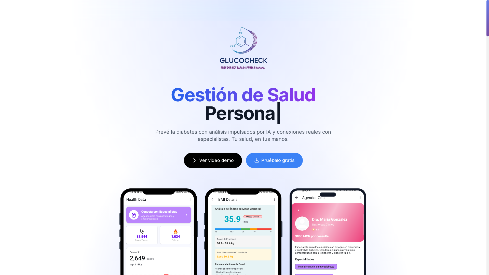 website screenshot of https://glucocheck.cloud/