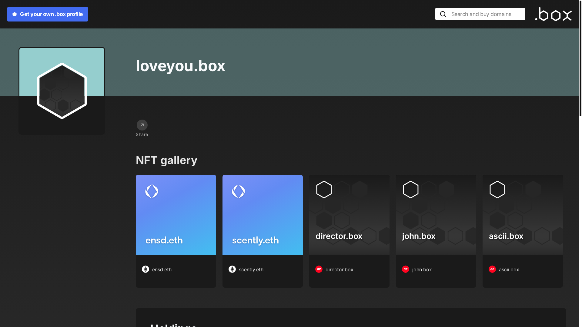 website screenshot of https://loveyou.box/