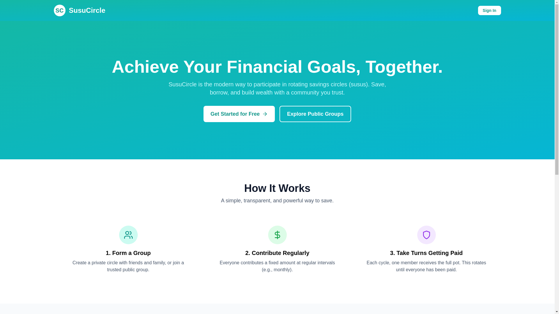 website screenshot of https://susucircle.pages.dev/
