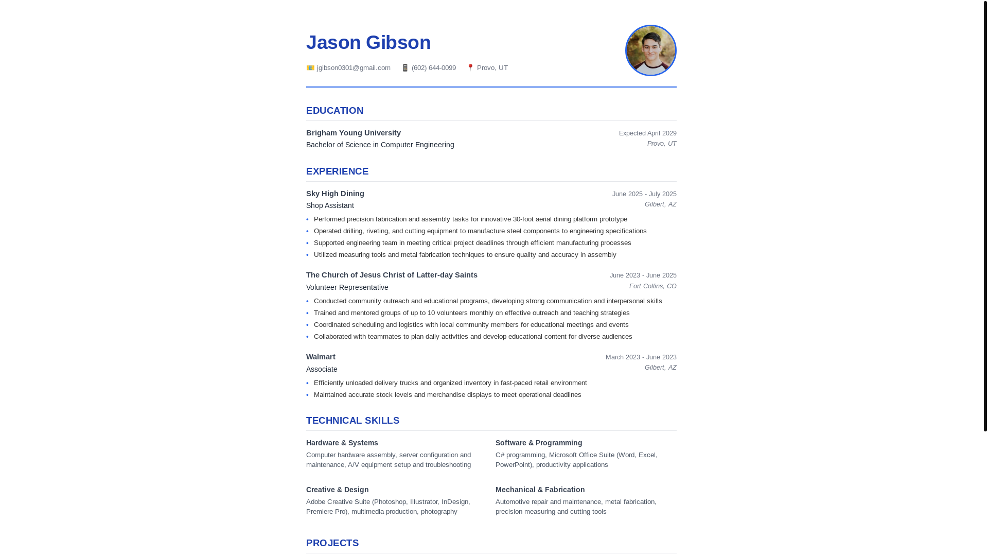 website screenshot of https://jasongibsonresume.pages.dev/