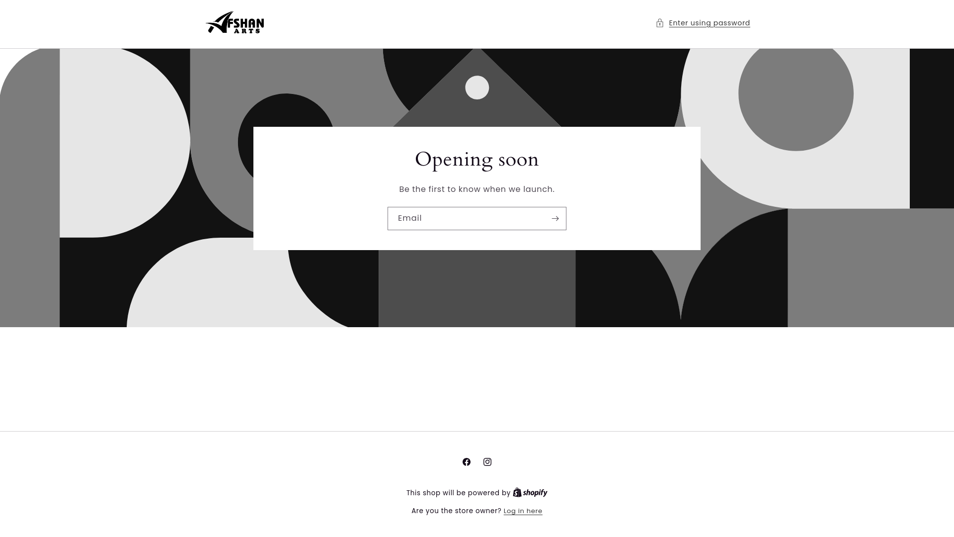 website screenshot of https://afshanarts.com/
