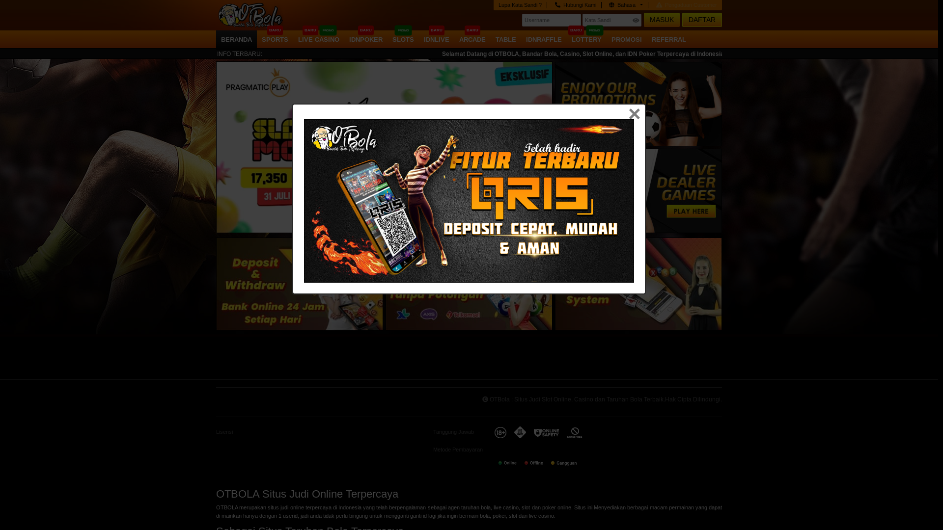 website screenshot of https://otbolagacor.site/