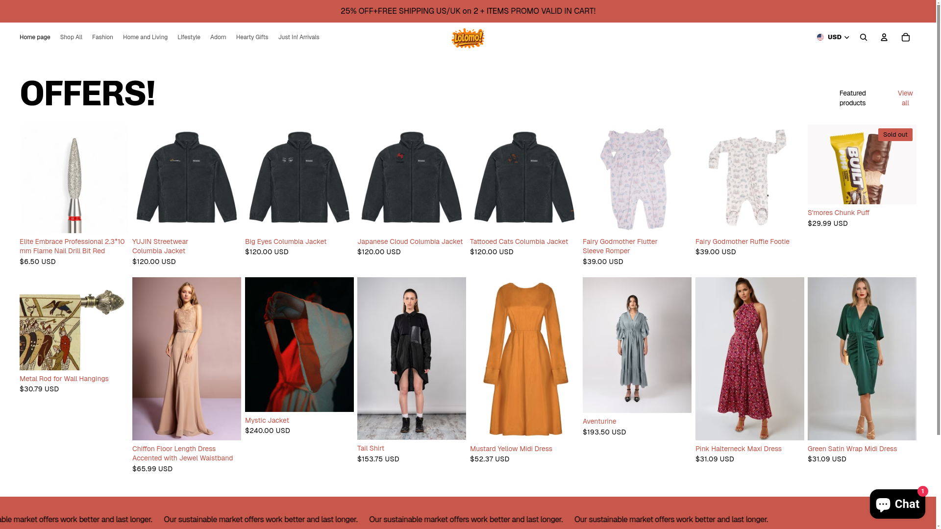 website screenshot of https://lolomo.shop/