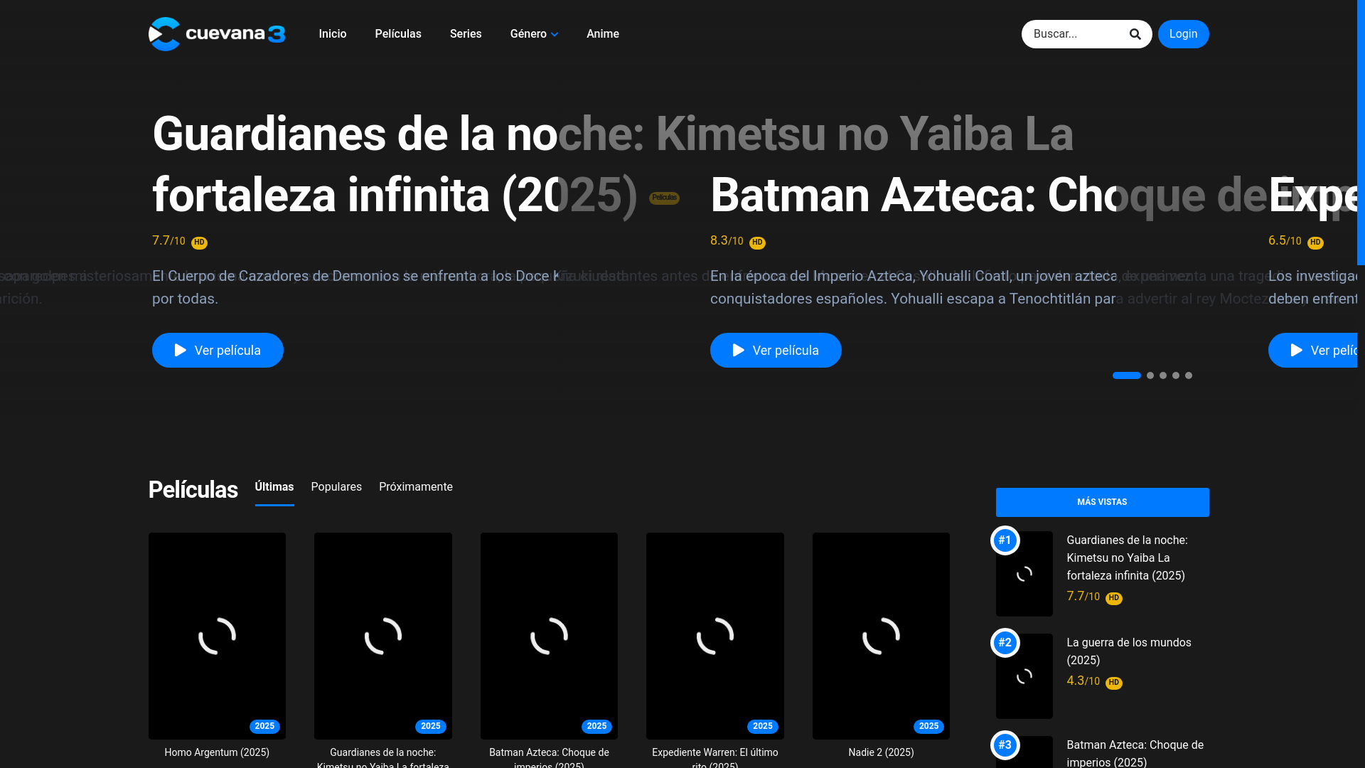 website screenshot of https://cuevana3hd.click/