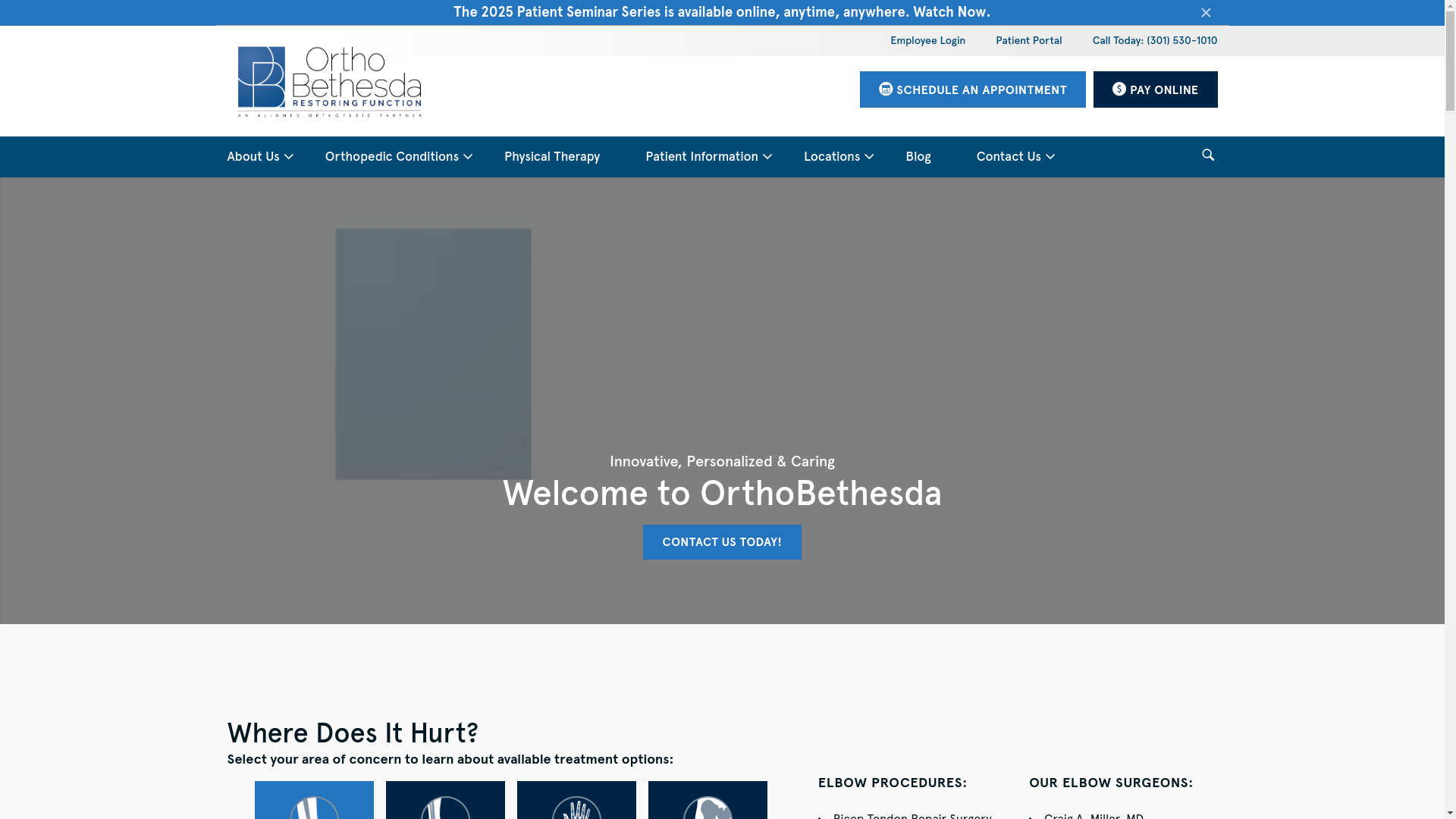website screenshot of http://orthobethesda.com/