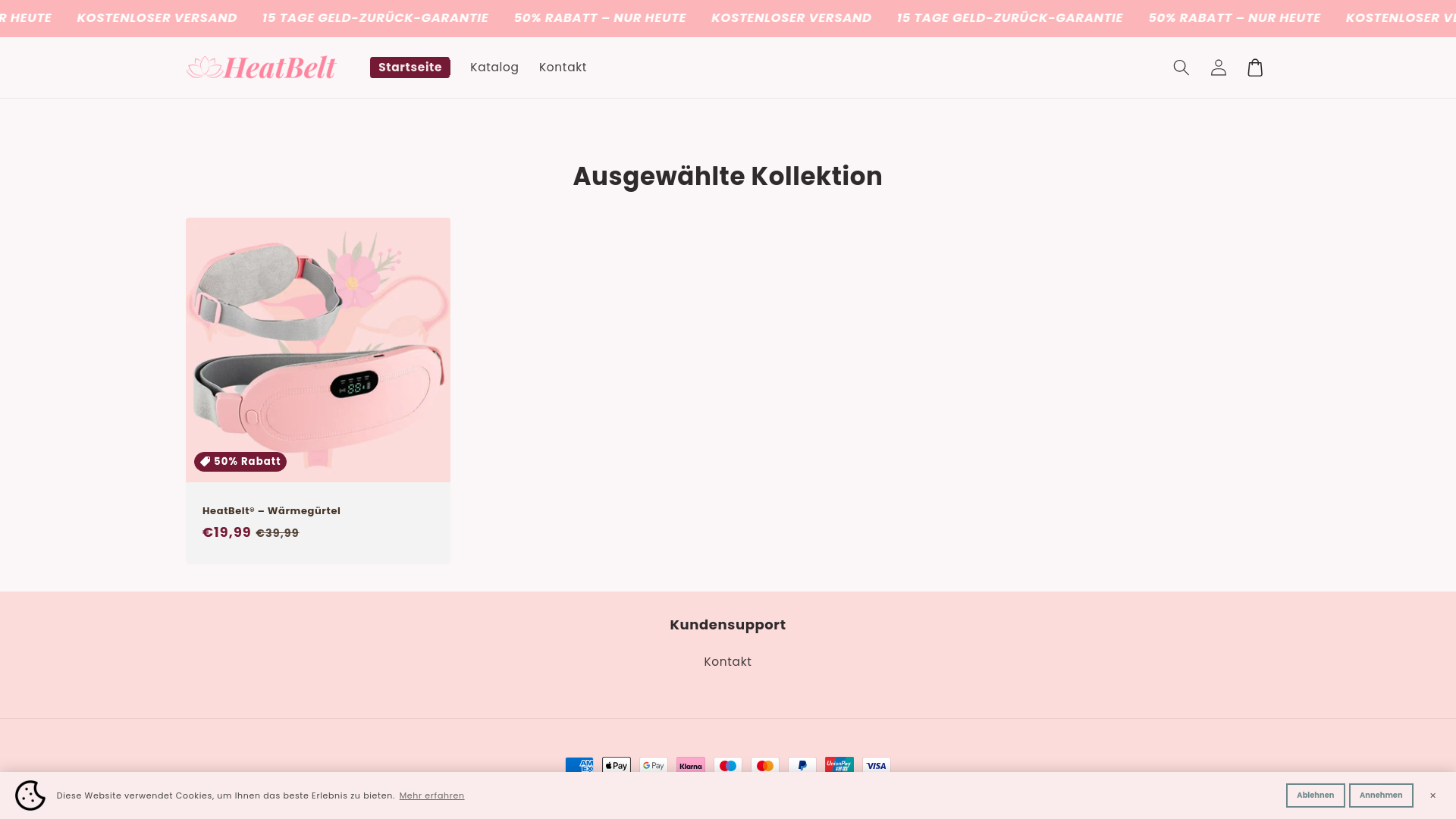 website screenshot of https://heatbelt.store/