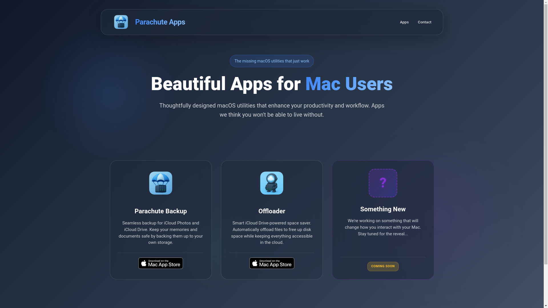 website screenshot of https://parachuteapps.pages.dev/