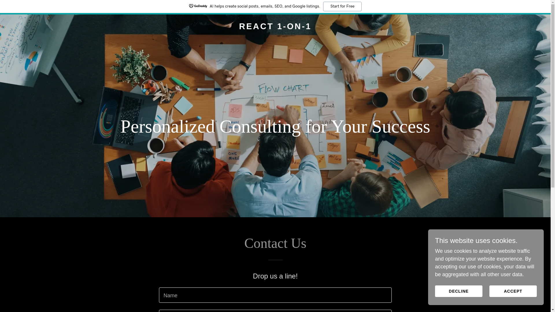 website screenshot of https://react1on1.com/
