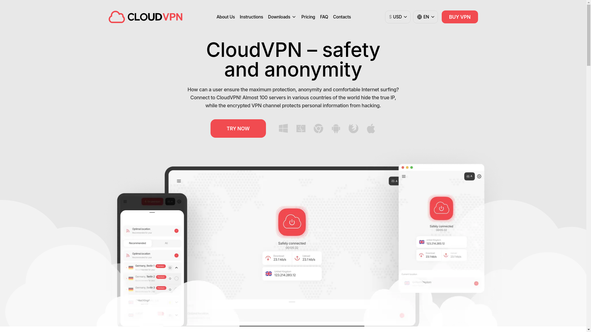 website screenshot of https://cloudvpn-website.pages.dev/