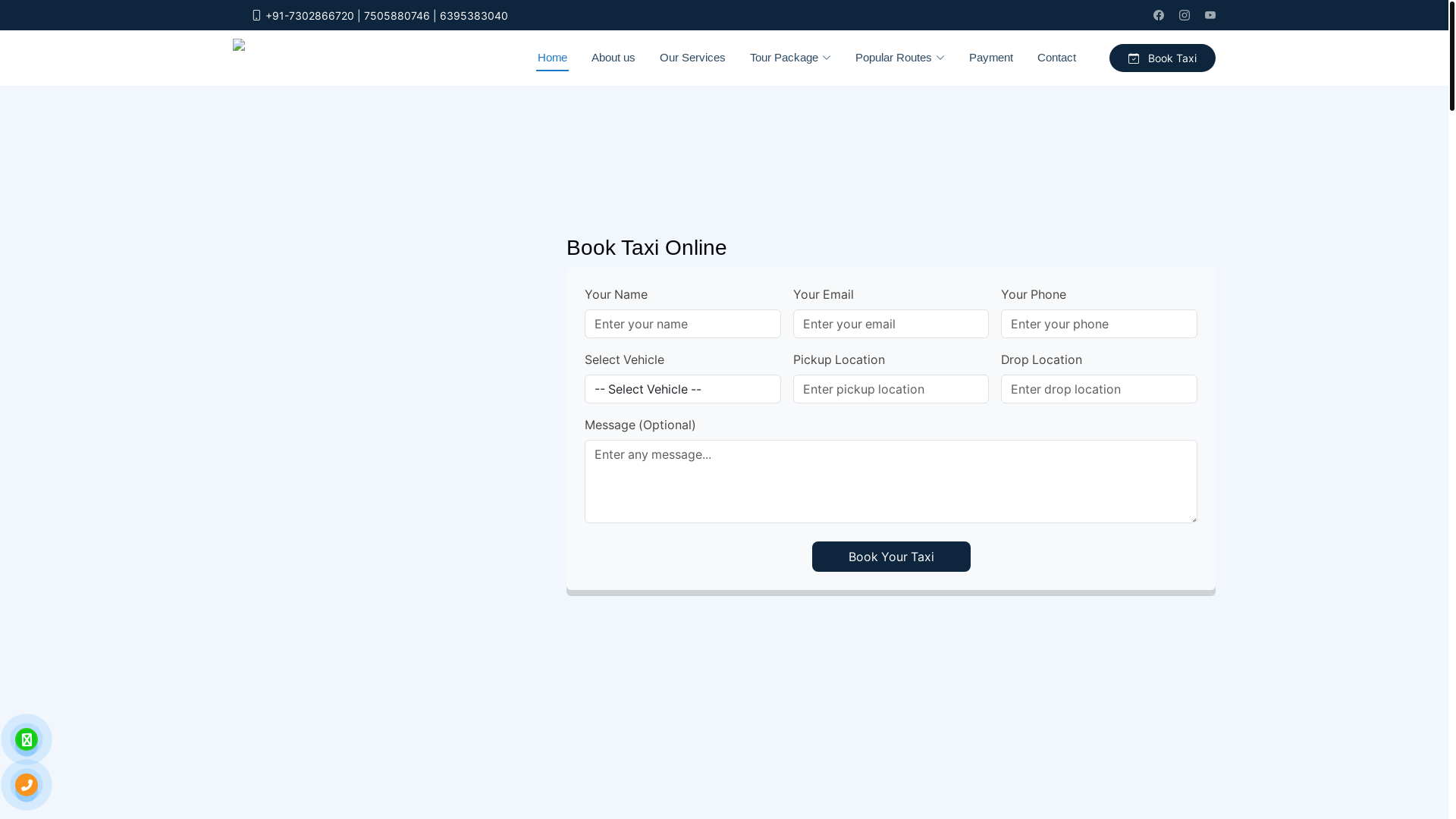 website screenshot of https://vrindavanmathurataxi.com/