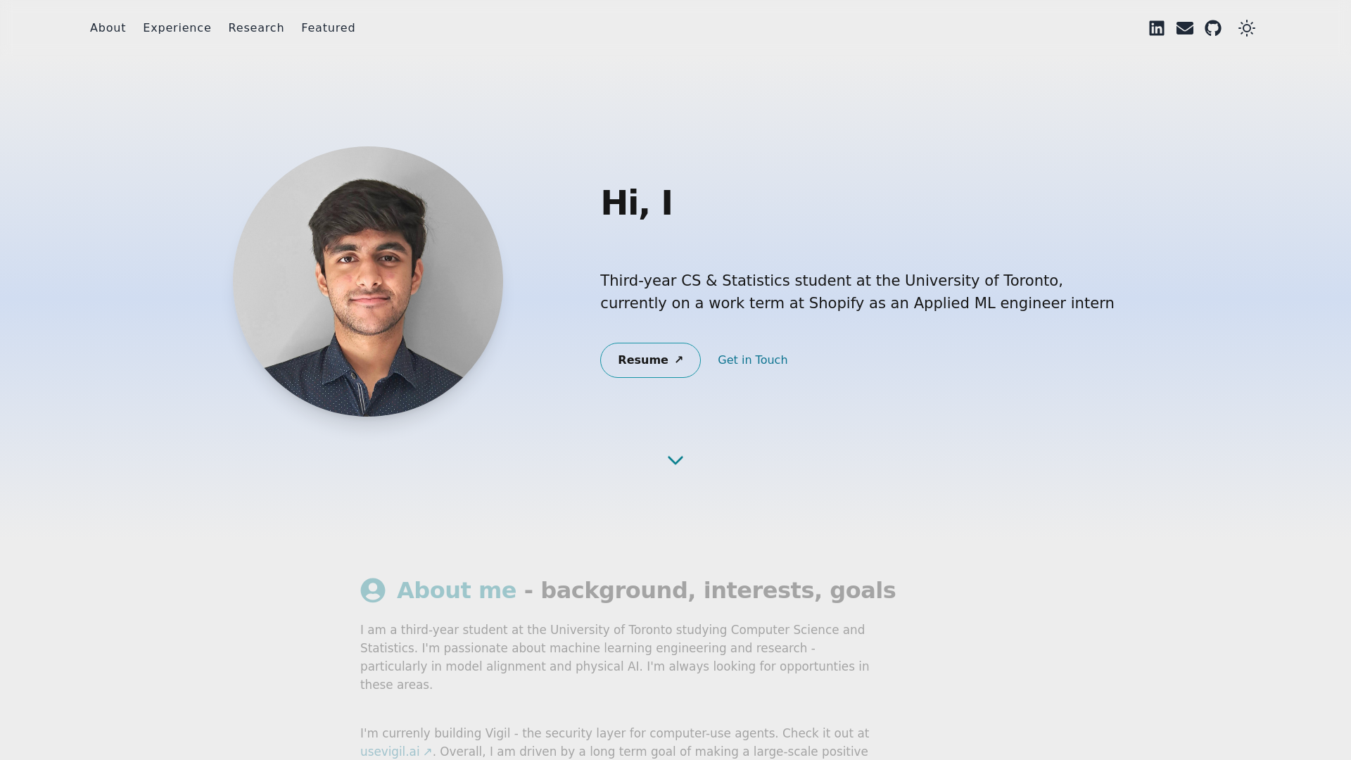 website screenshot of https://ramraghav.dev/