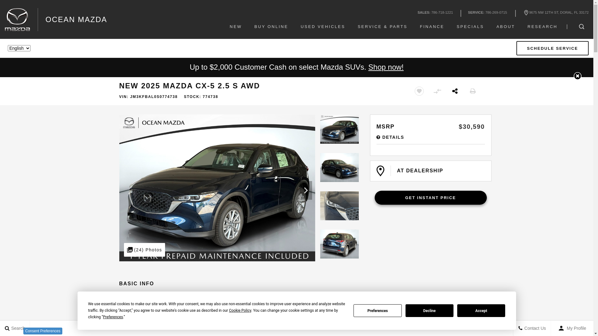 website screenshot of https://www.oceanmazda.com/inventory/new-2025-mazda-cx-5-2-5-s-awd-awd-suv-jm3kfbal0s0774738/