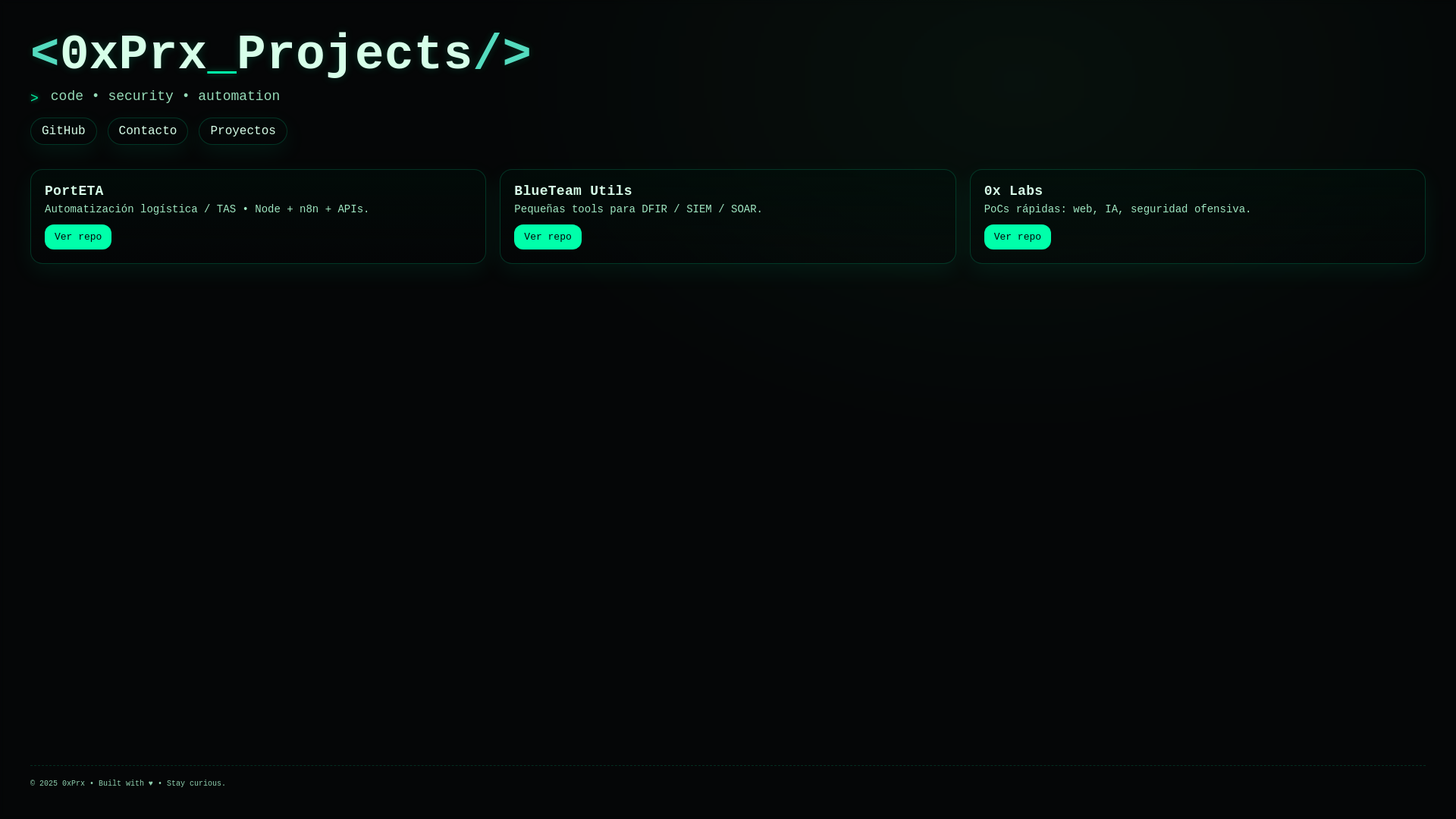 website screenshot of https://0xprx-projects.pages.dev/
