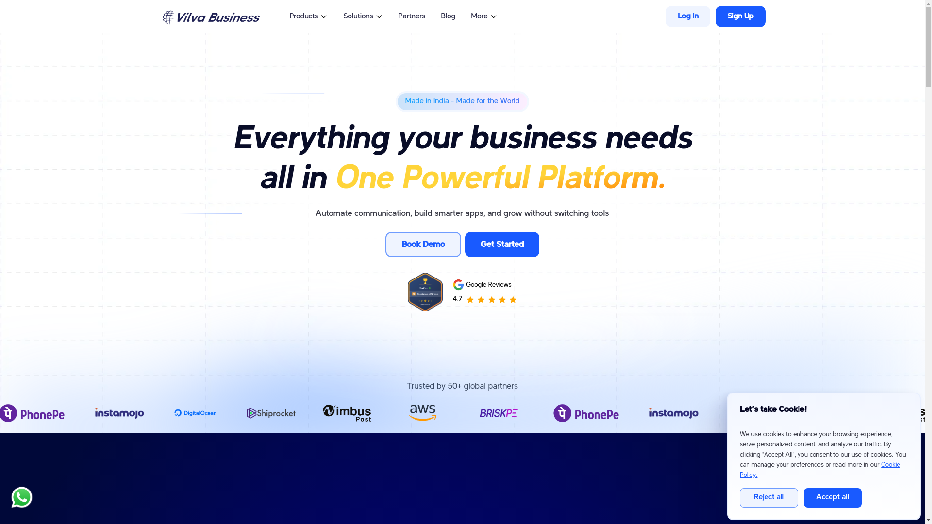 website screenshot of https://vilvabusinessnext.pages.dev/