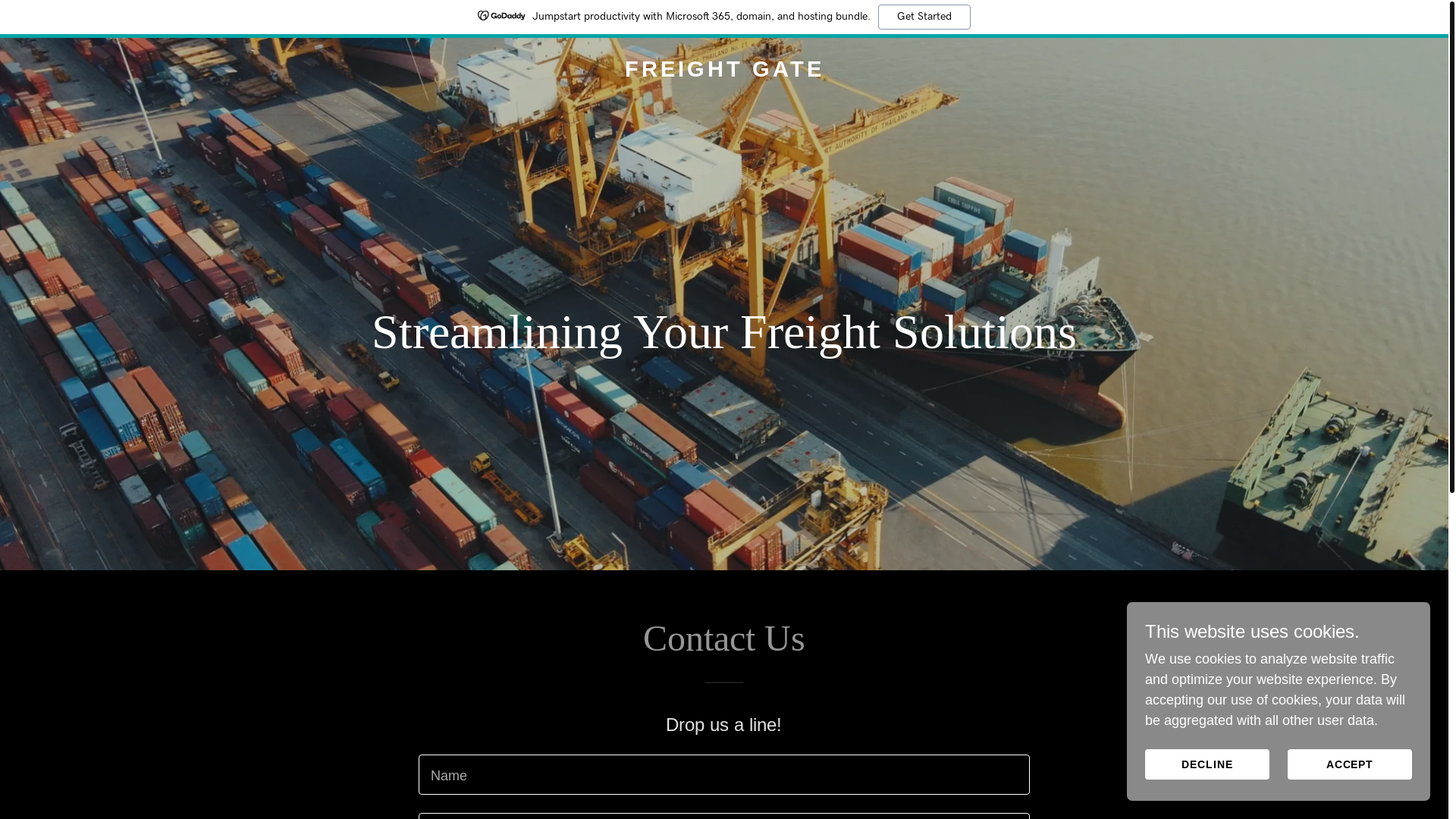 website screenshot of https://freightgatekw.com/