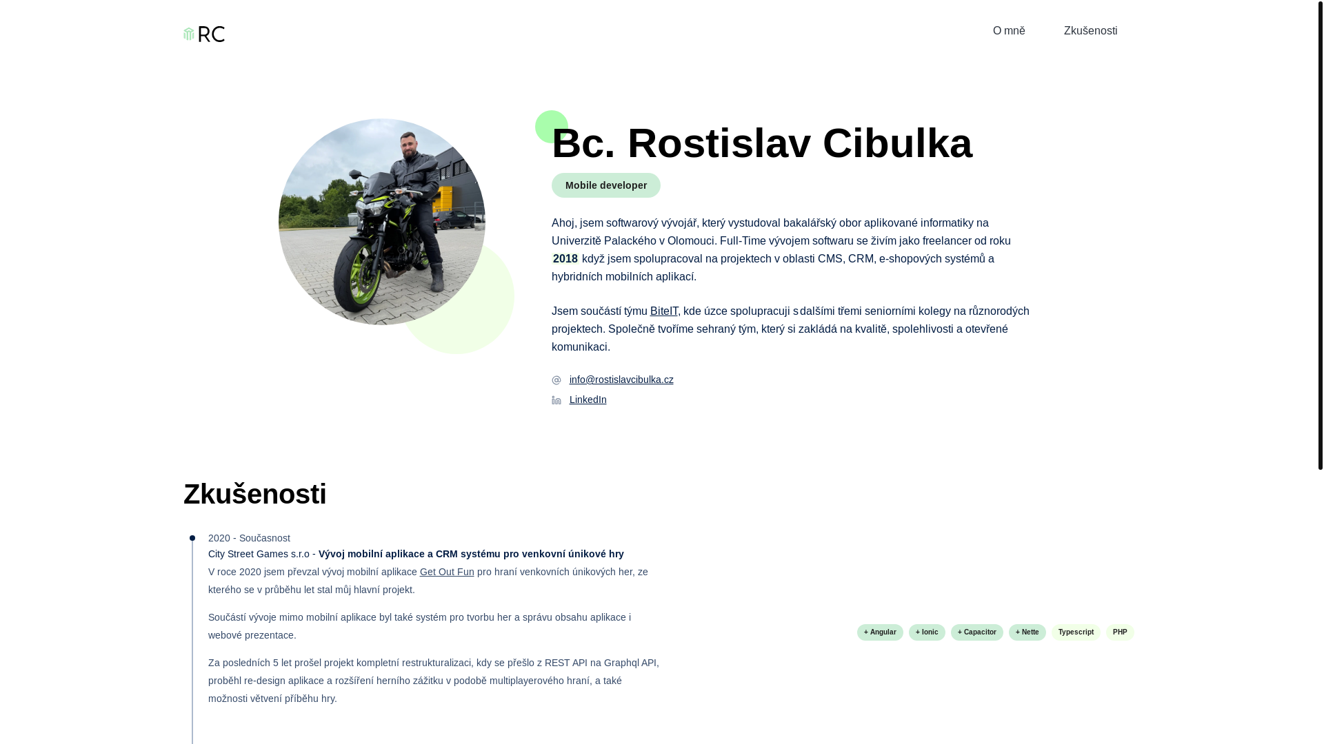 website screenshot of https://rostislavcibulka.pages.dev/