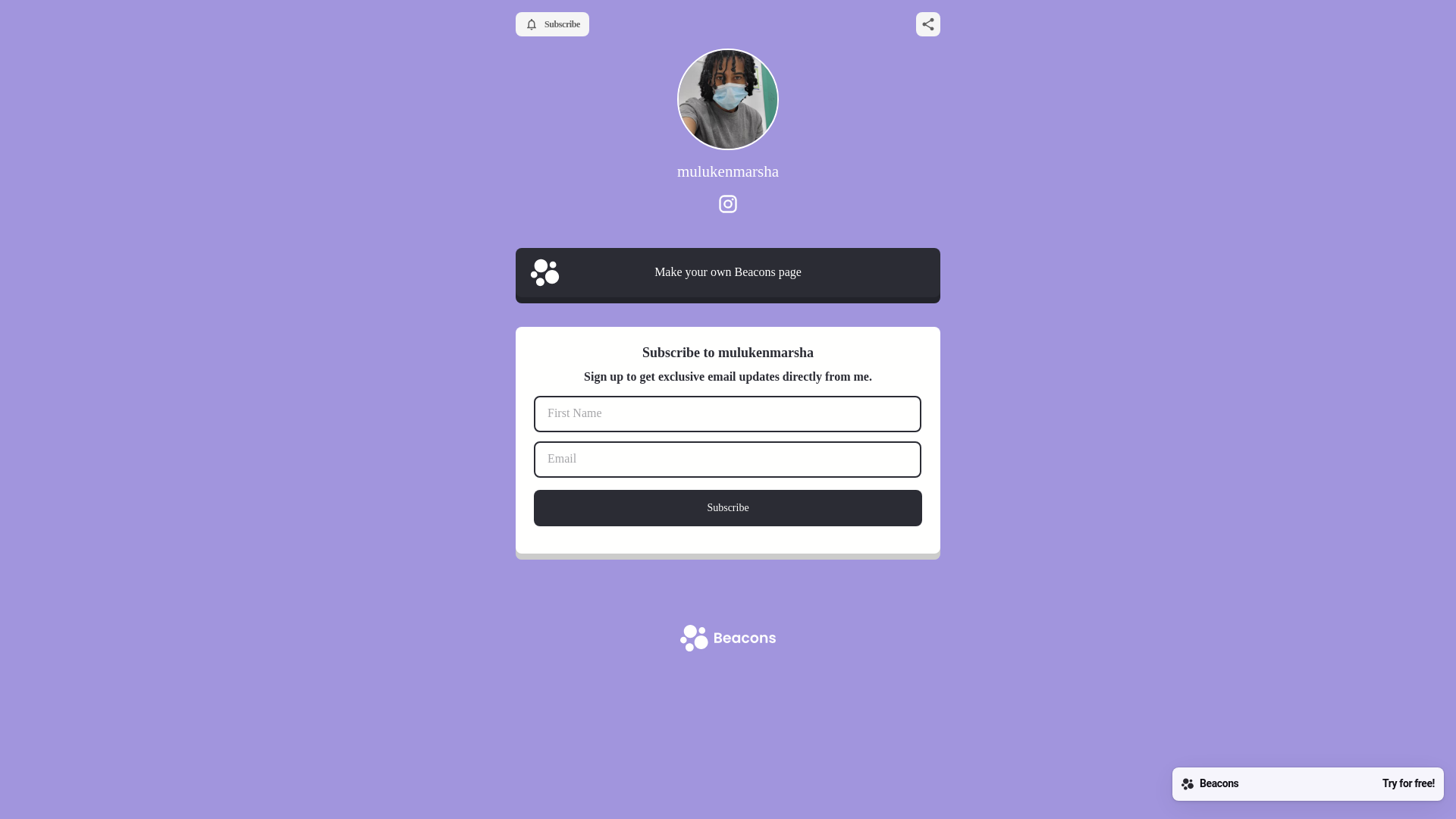 website screenshot of https://mulukenmarsha.com/