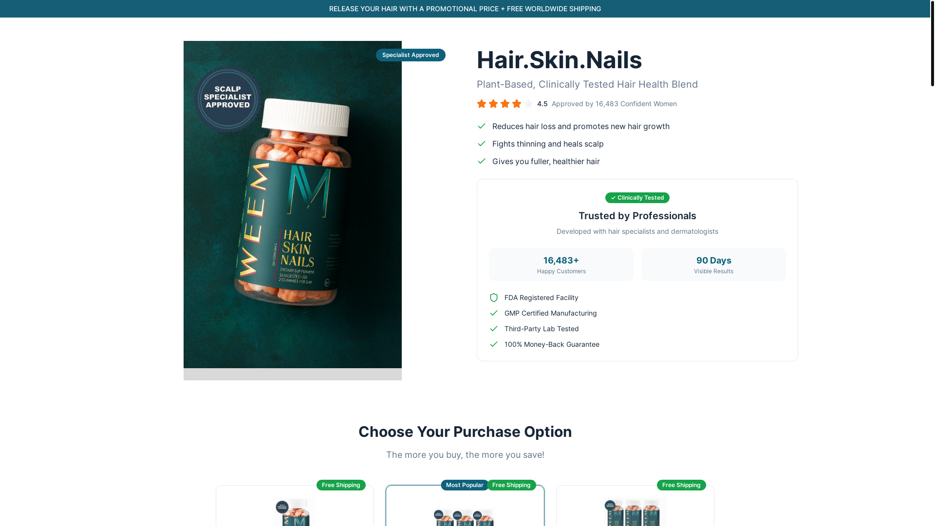 website screenshot of https://weemco.store/