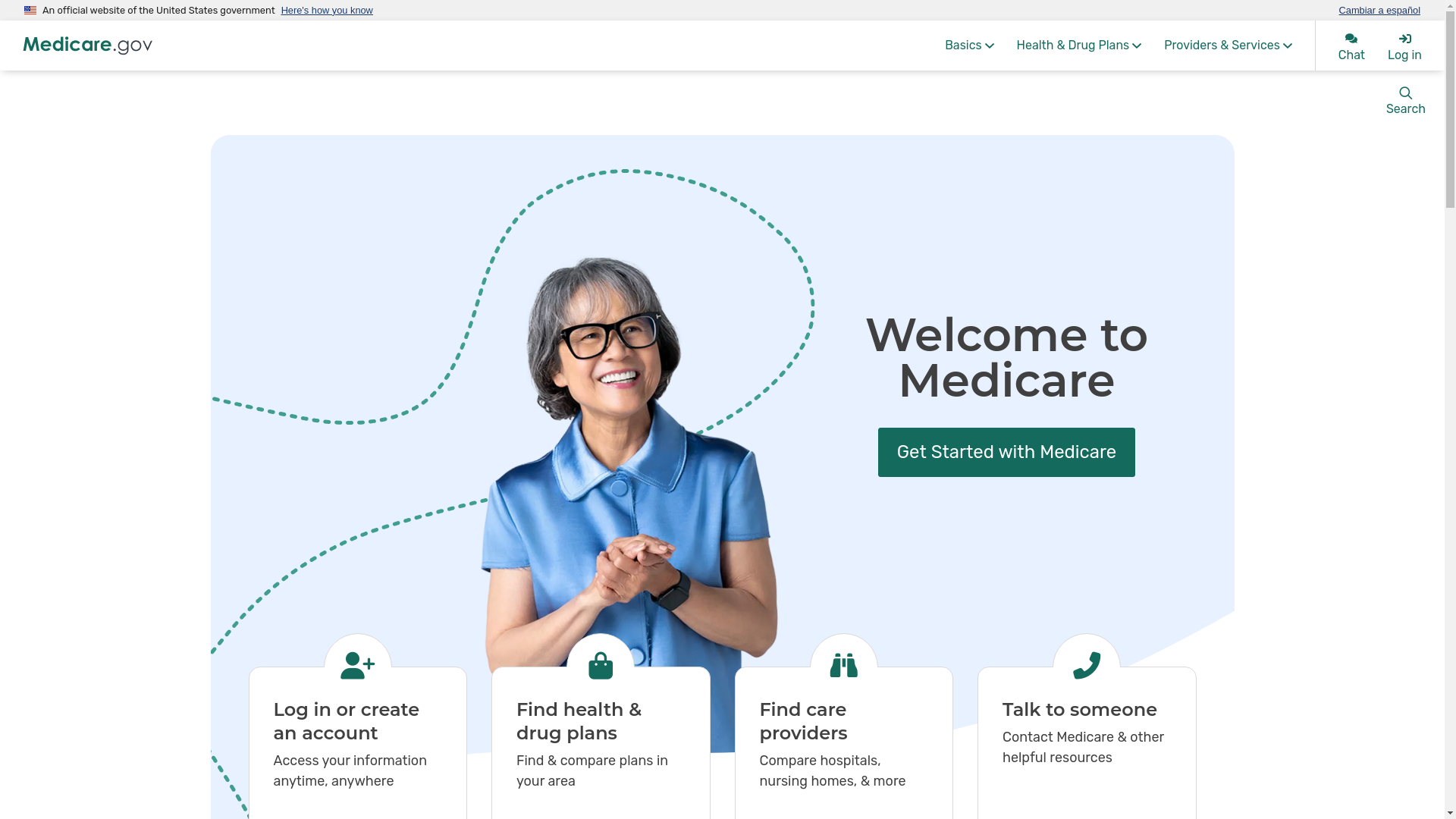 website screenshot of https://medicare.gov/
