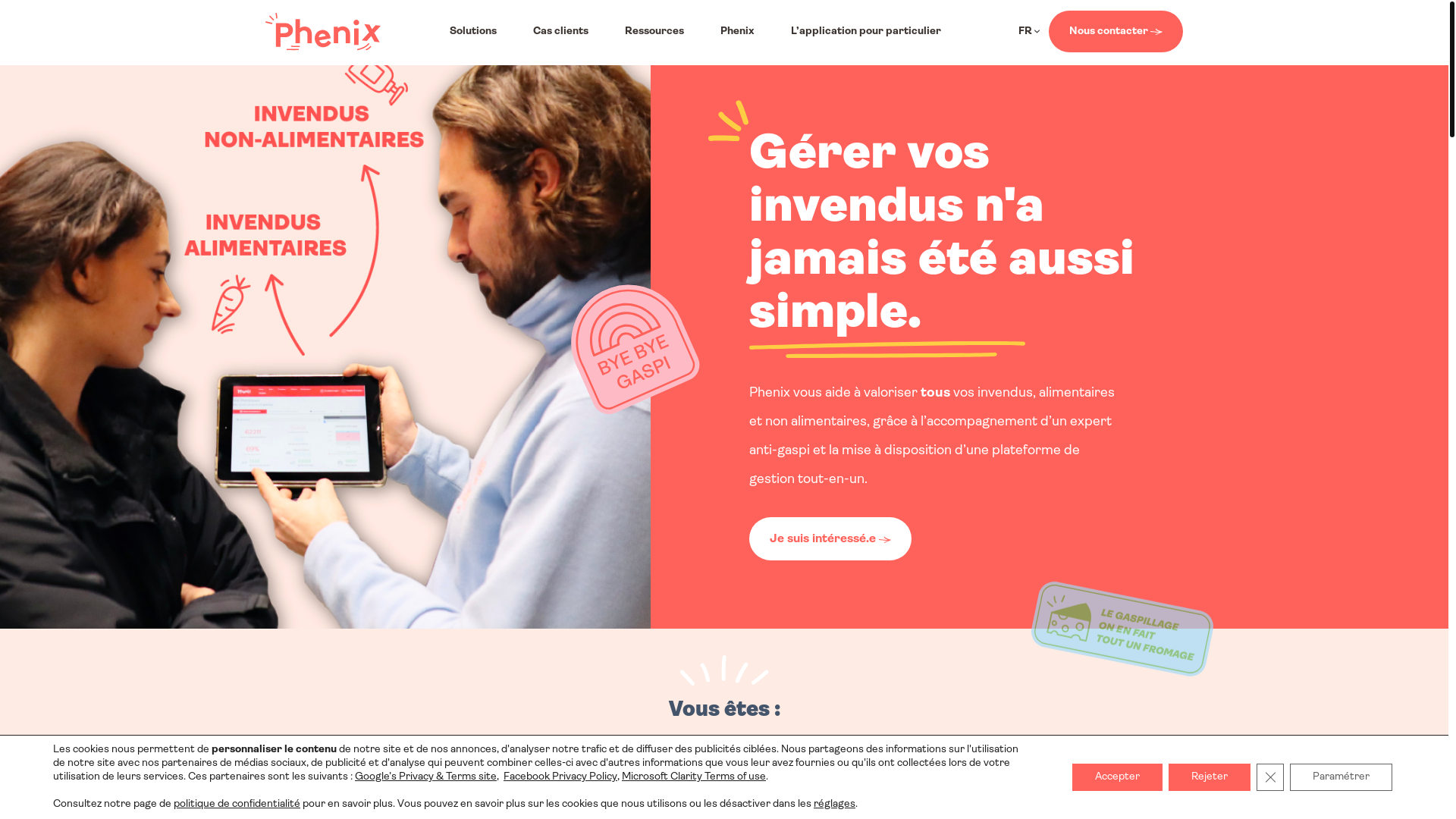 website screenshot of https://phenix-gaspillagecrew.com/