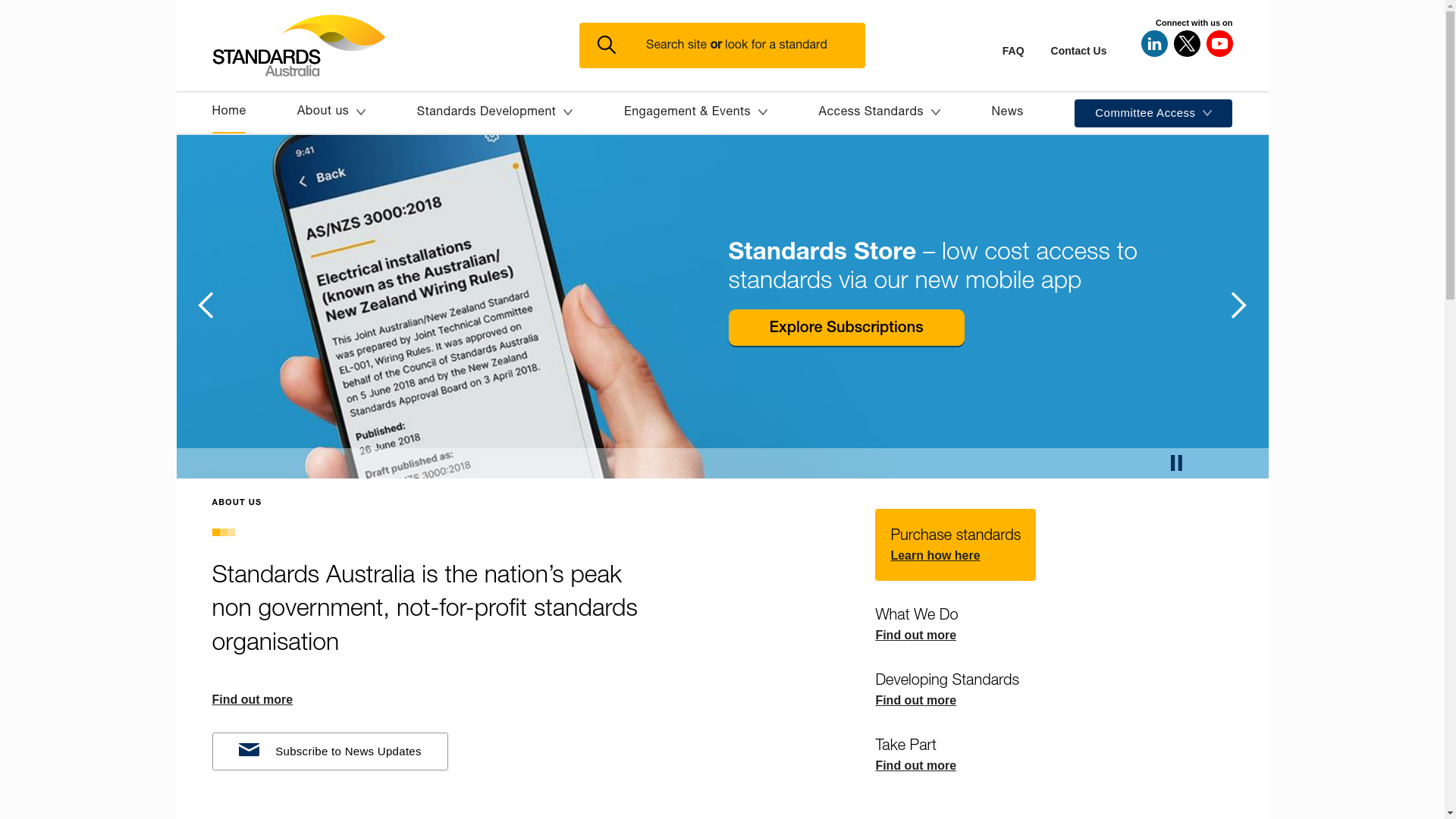 website screenshot of https://standards.org.au/