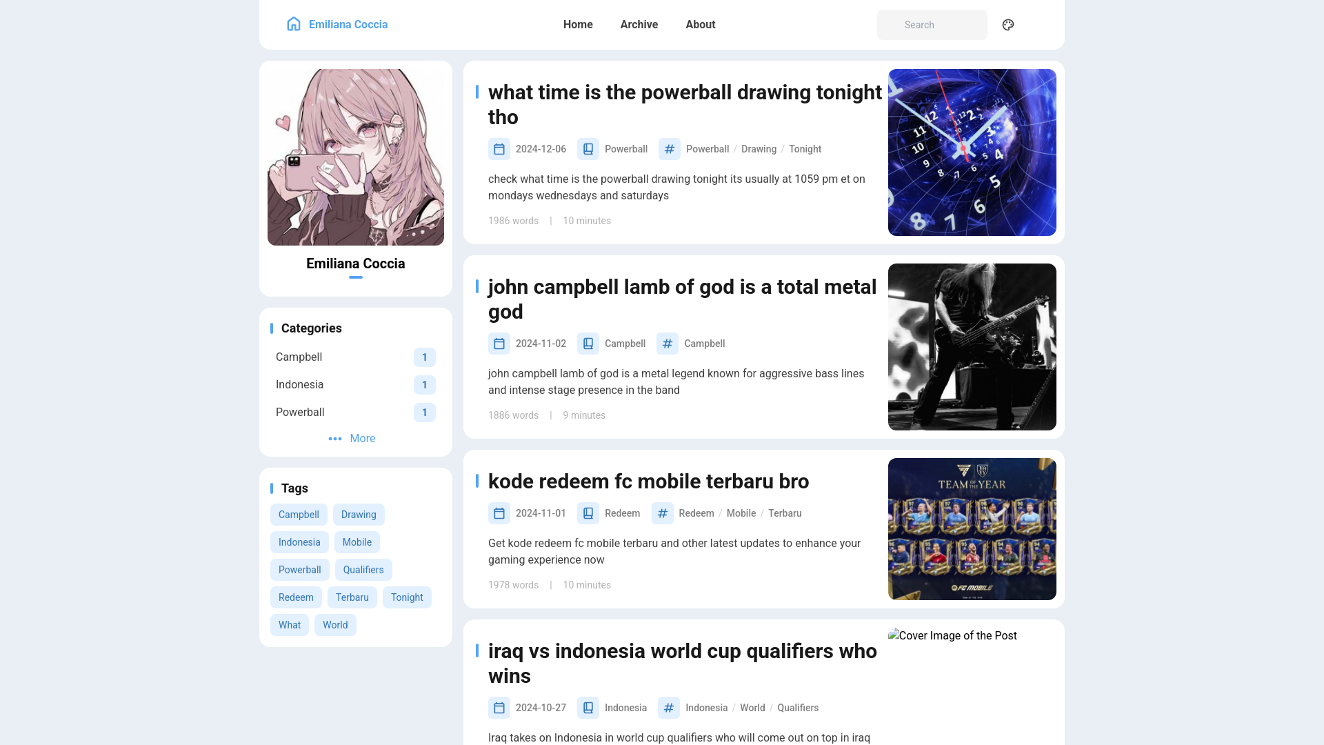 website screenshot of https://emiliana-coccia.pages.dev/