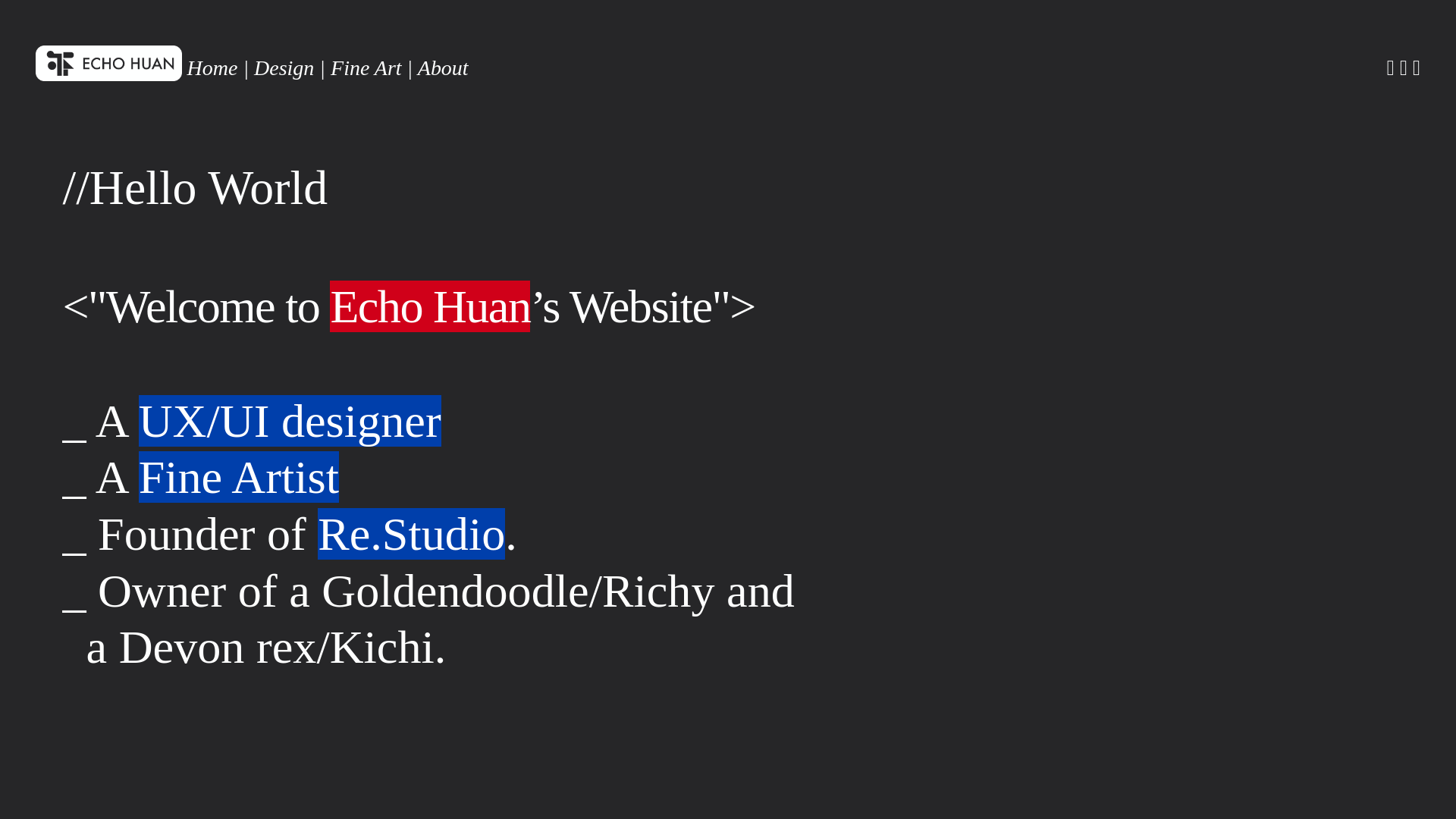 website screenshot of https://echohuan.com/