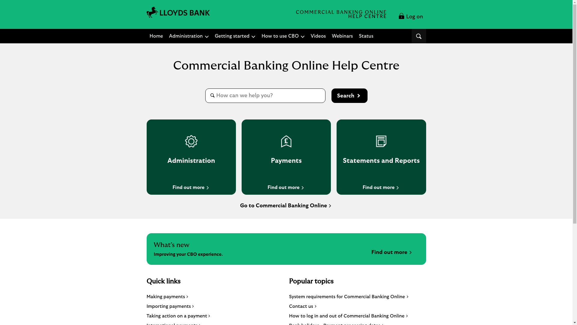 website screenshot of http://cbosupport.lloydsbank.com/?utm_source=email&utm_campaign=CBO_generated_email