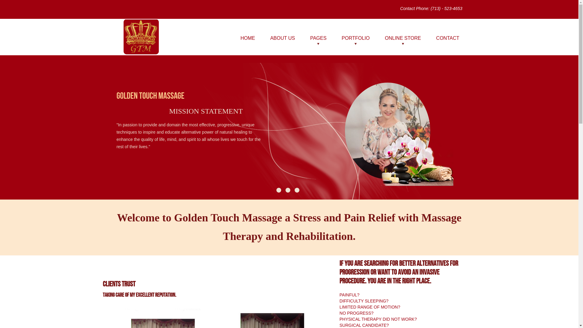 website screenshot of http://www.goldentouchmassagehouston.com/