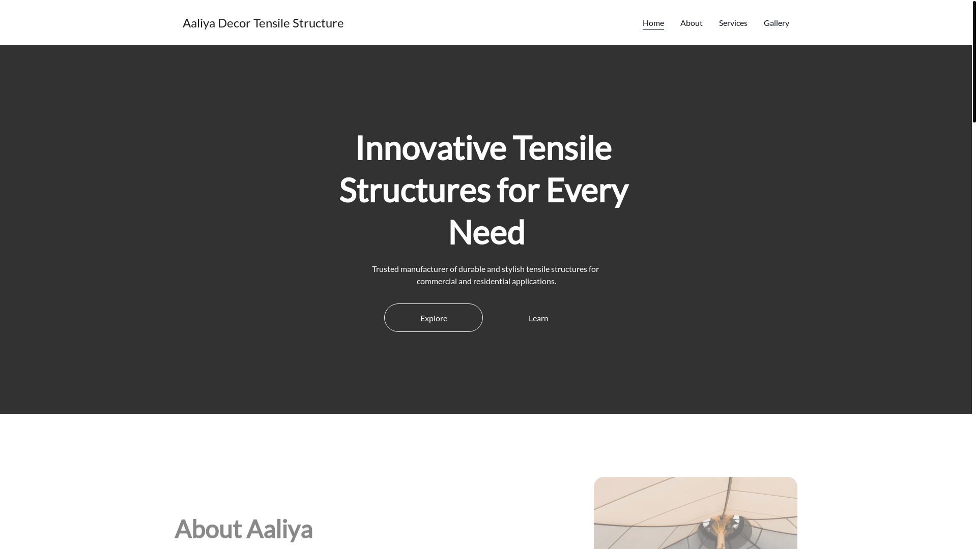 website screenshot of https://aaliyatensile.in/