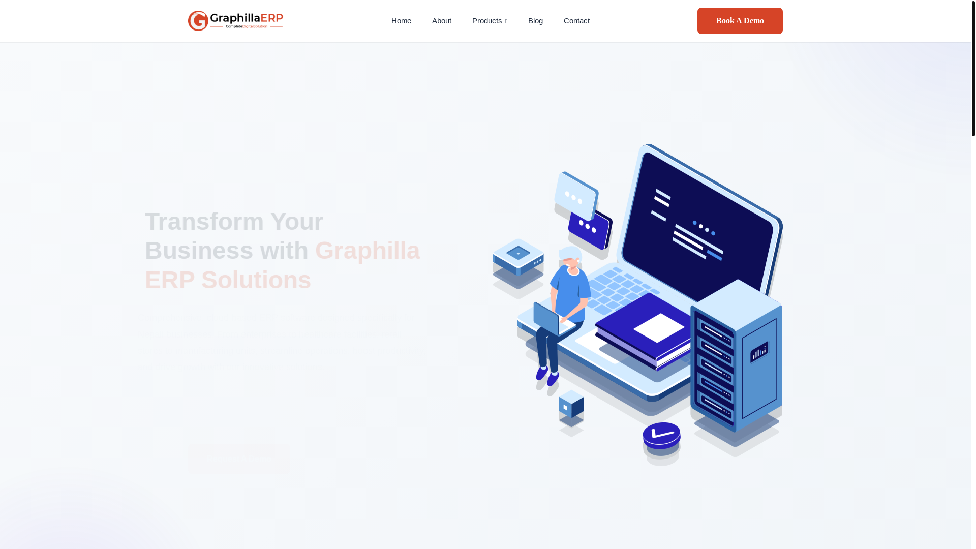 website screenshot of https://graphillaerp.com/