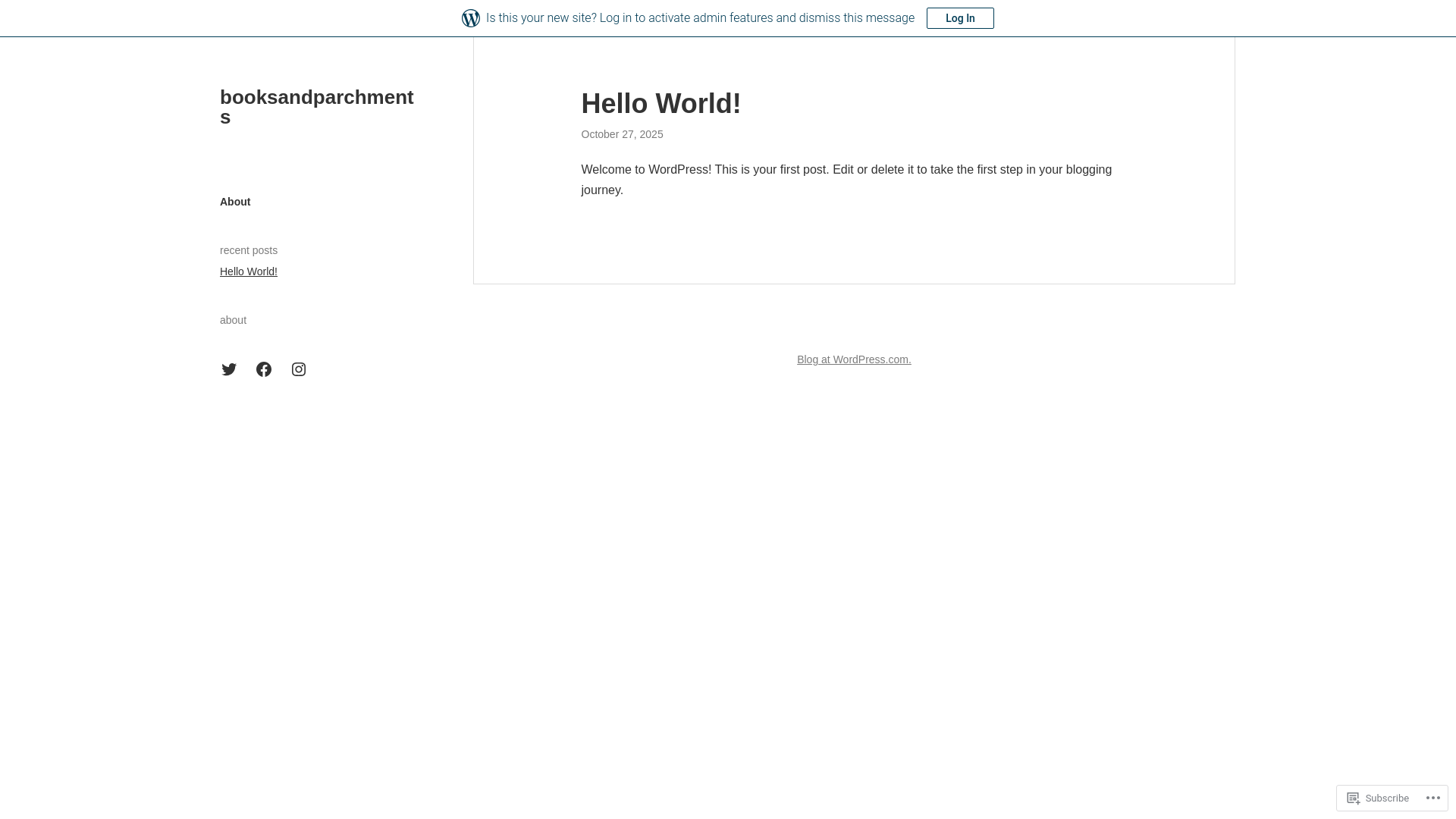 website screenshot of https://booksandparchments.blog/