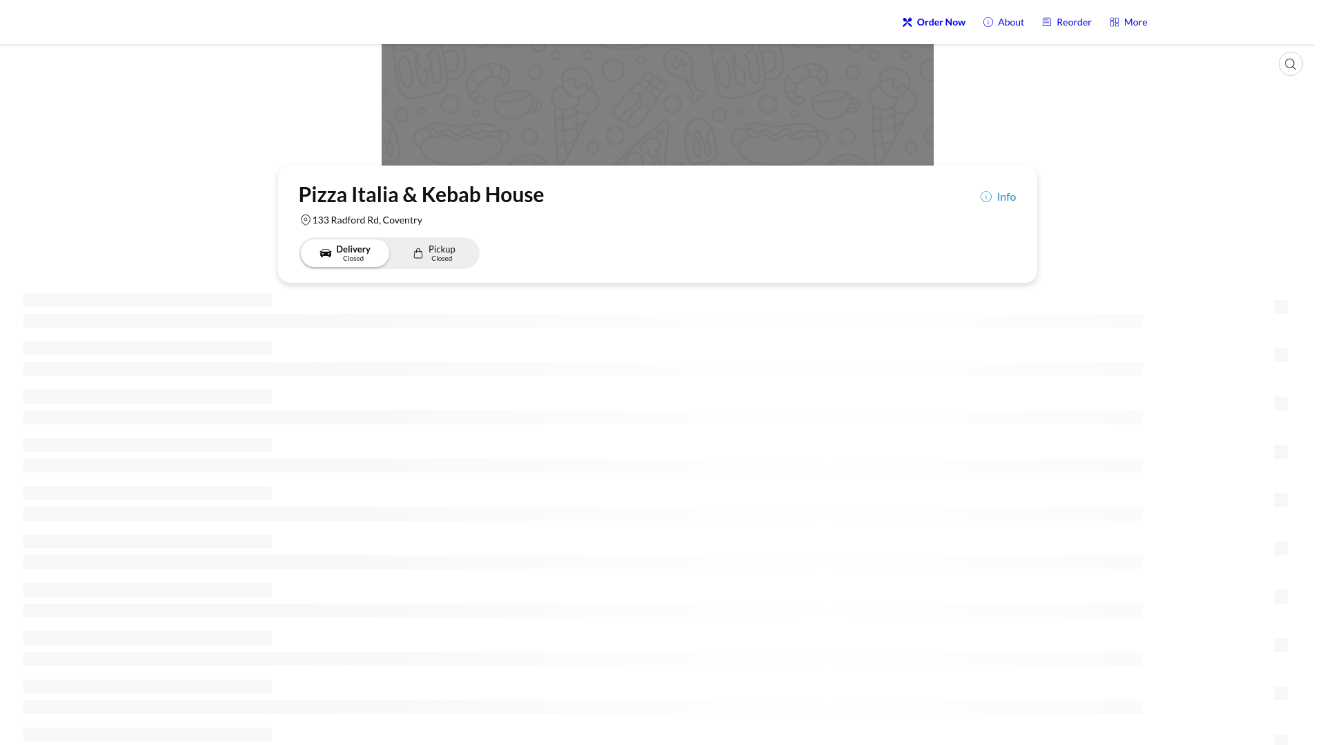 website screenshot of https://pizzaitaliaandkebabhouse.co.uk/