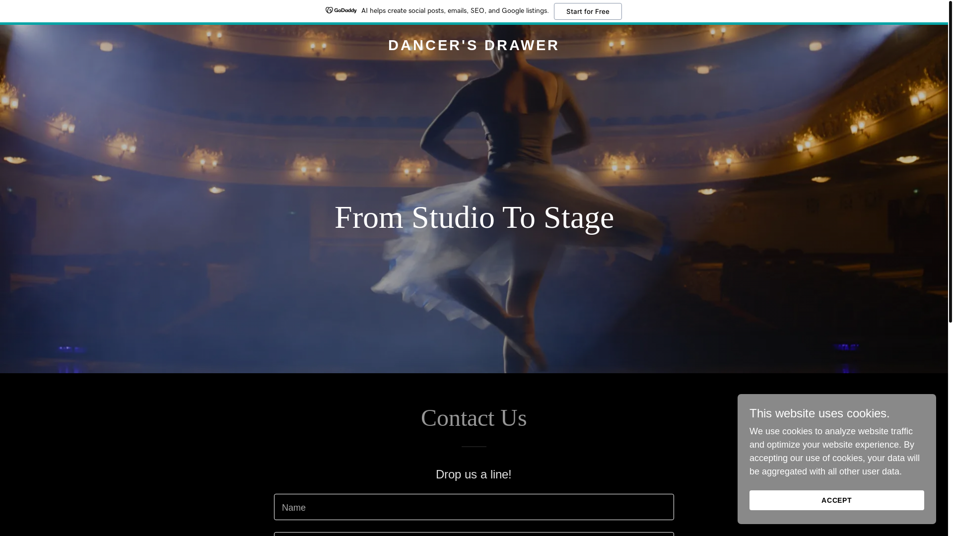 website screenshot of https://dancersdrawer.com/