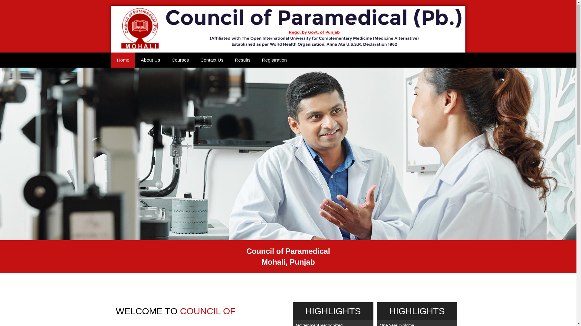 website screenshot of https://copmohali.org/