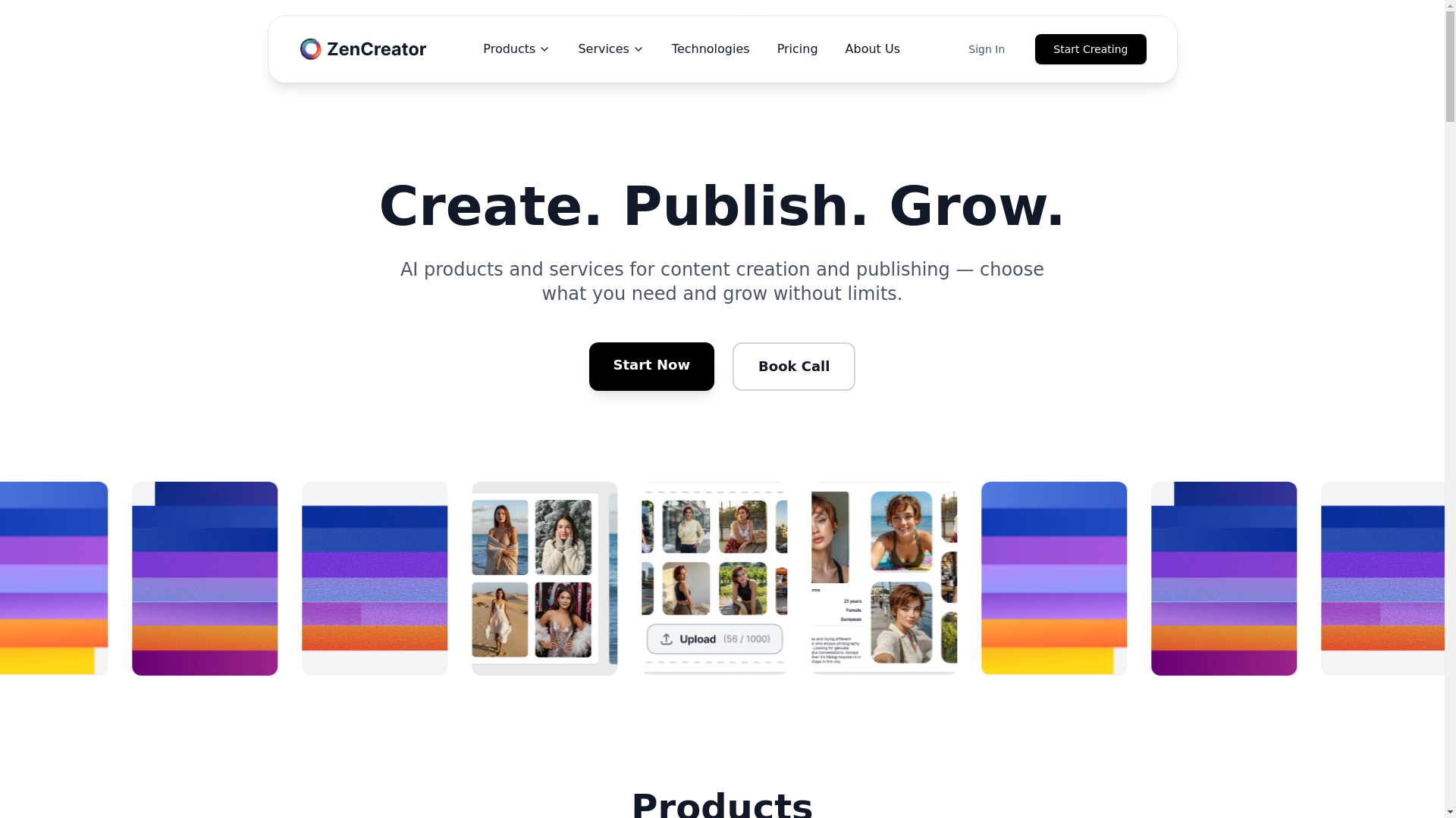 website screenshot of https://zencreator-website.pages.dev/