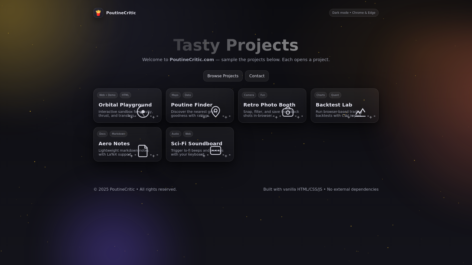 website screenshot of https://poutinecritic.com/