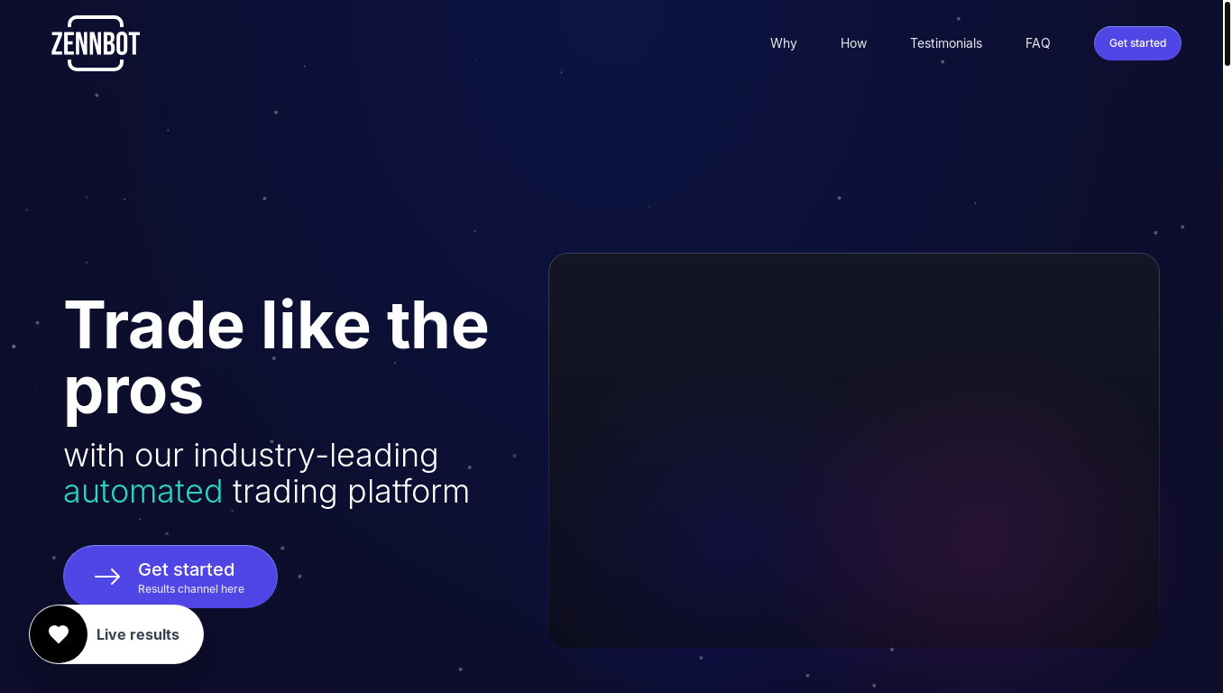 website screenshot of https://zennbot-website.pages.dev/