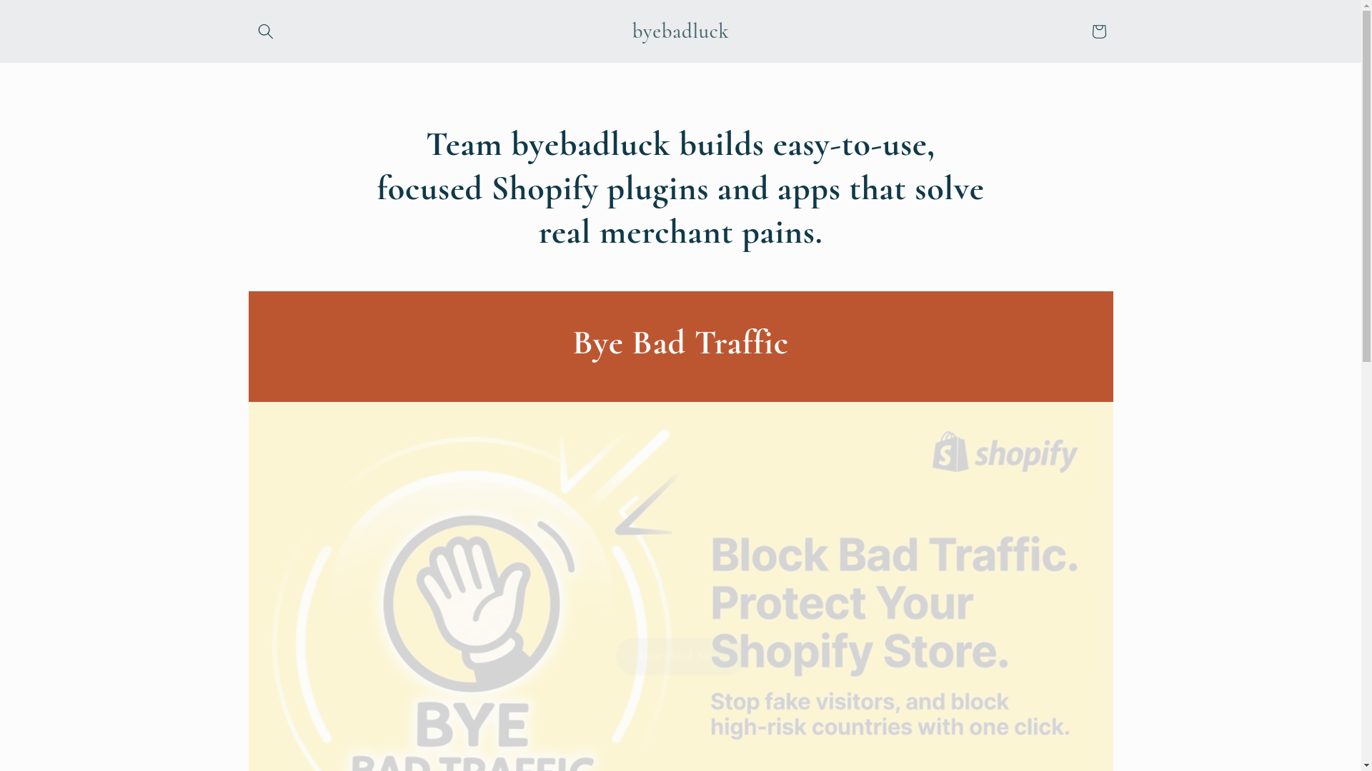 website screenshot of https://byebadluck.com/