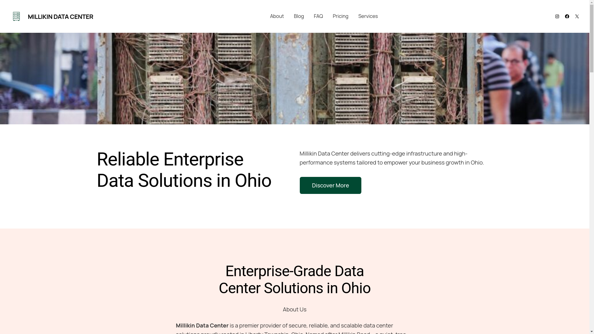 website screenshot of https://millikindatacenter.com/