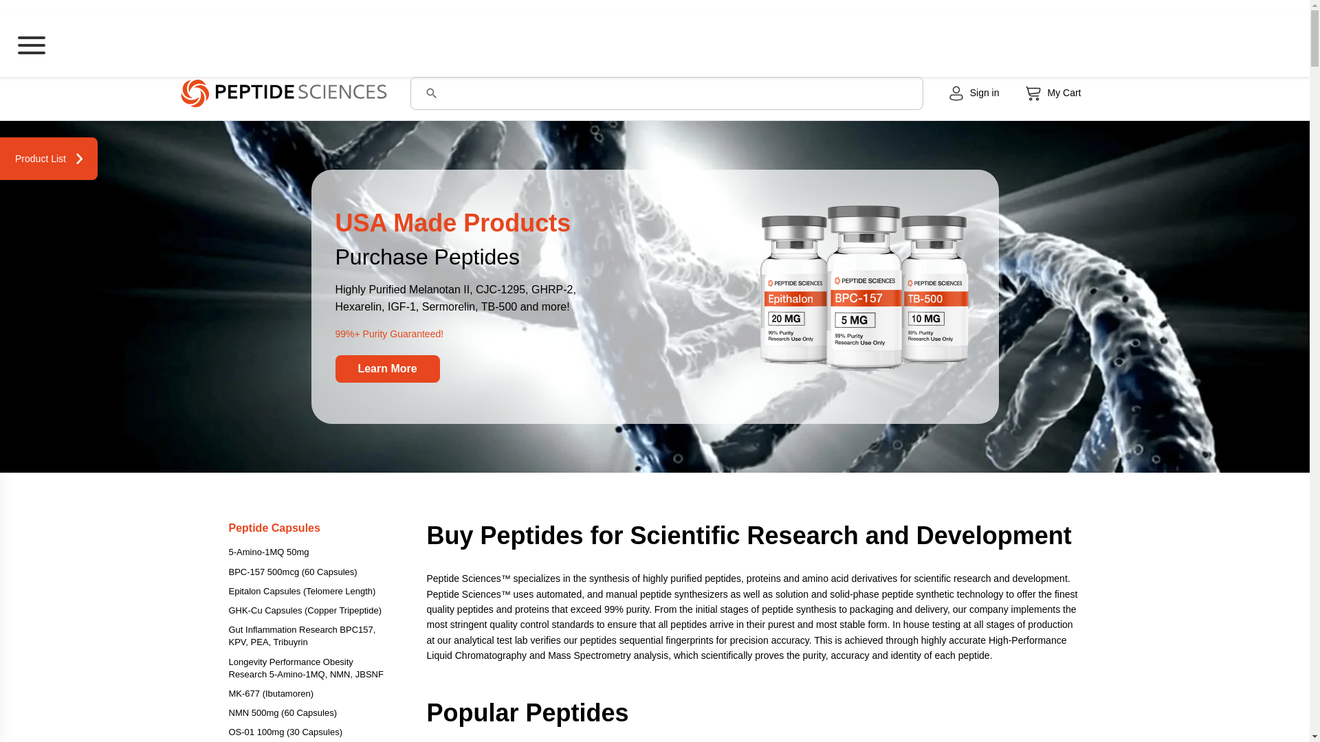 website screenshot of https://peptidesciences.pages.dev/