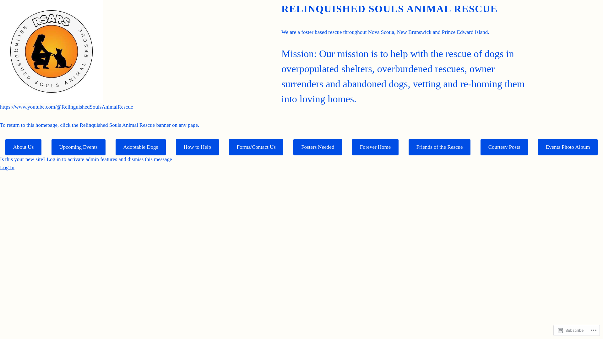 website screenshot of https://relinquishedsoulsanimalrescue.com/