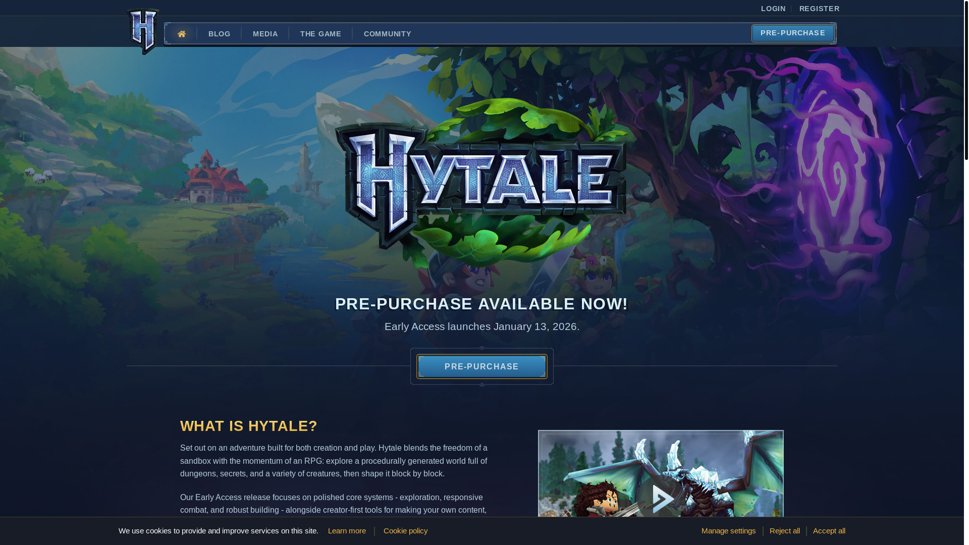 website screenshot of https://hytale.com/