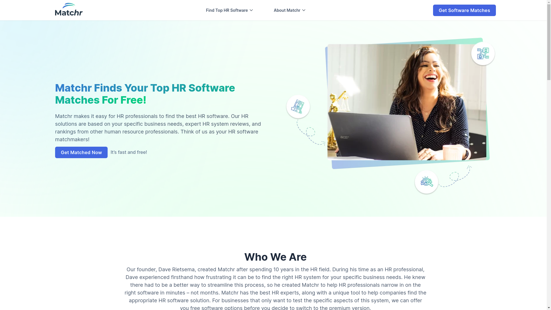 website screenshot of https://matchrapp.com/