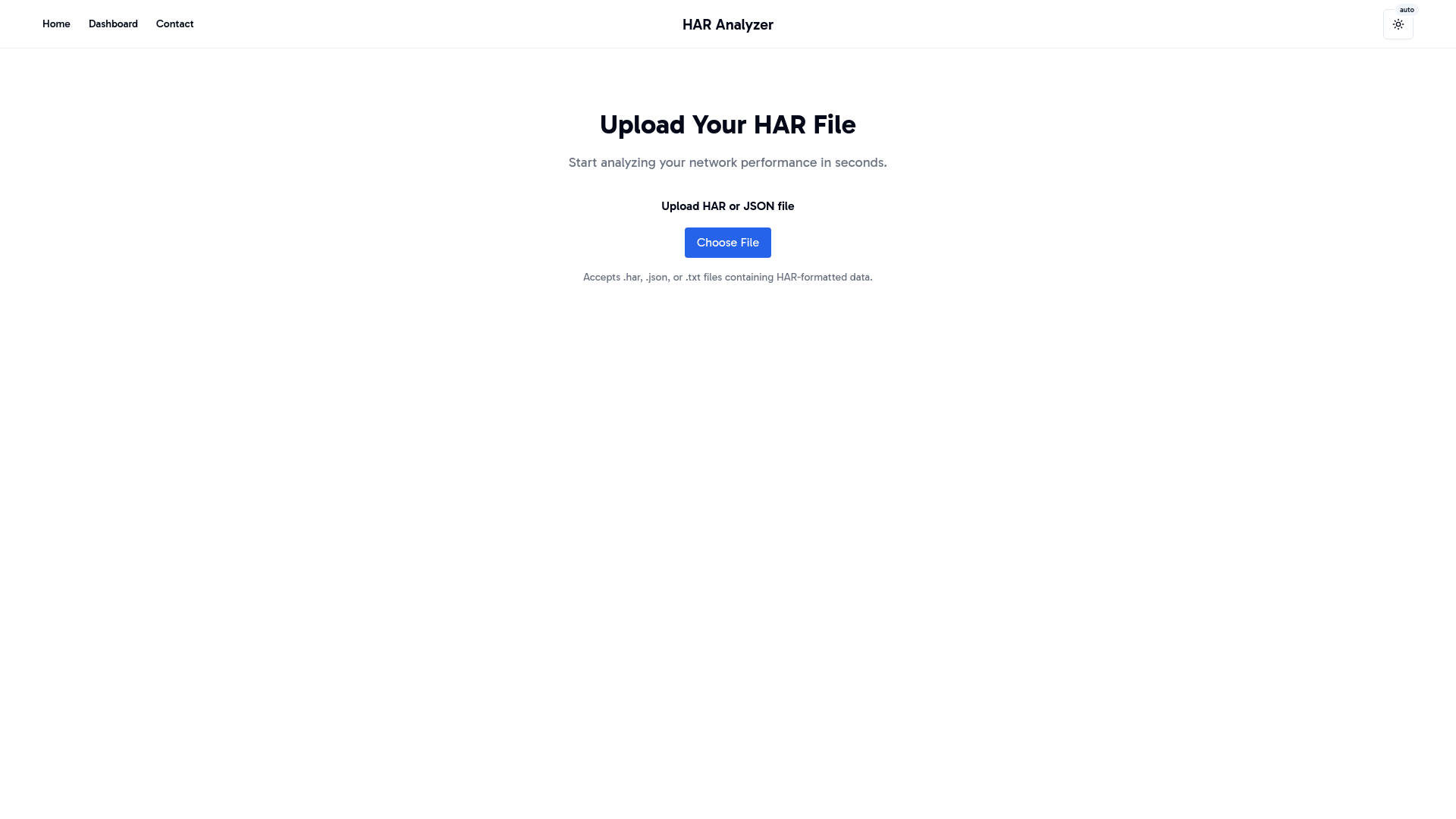 website screenshot of https://har-analyzer.dev/