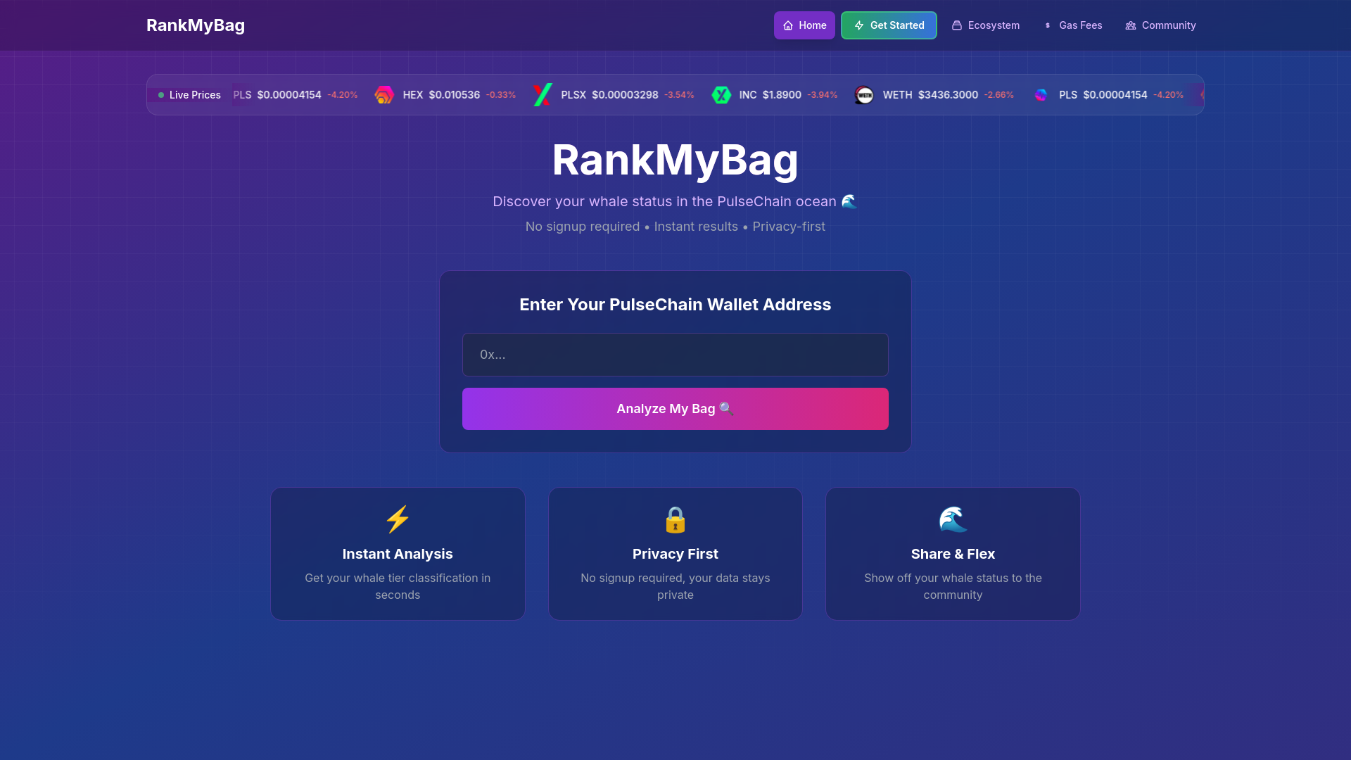 website screenshot of https://pulseranktracker.io/